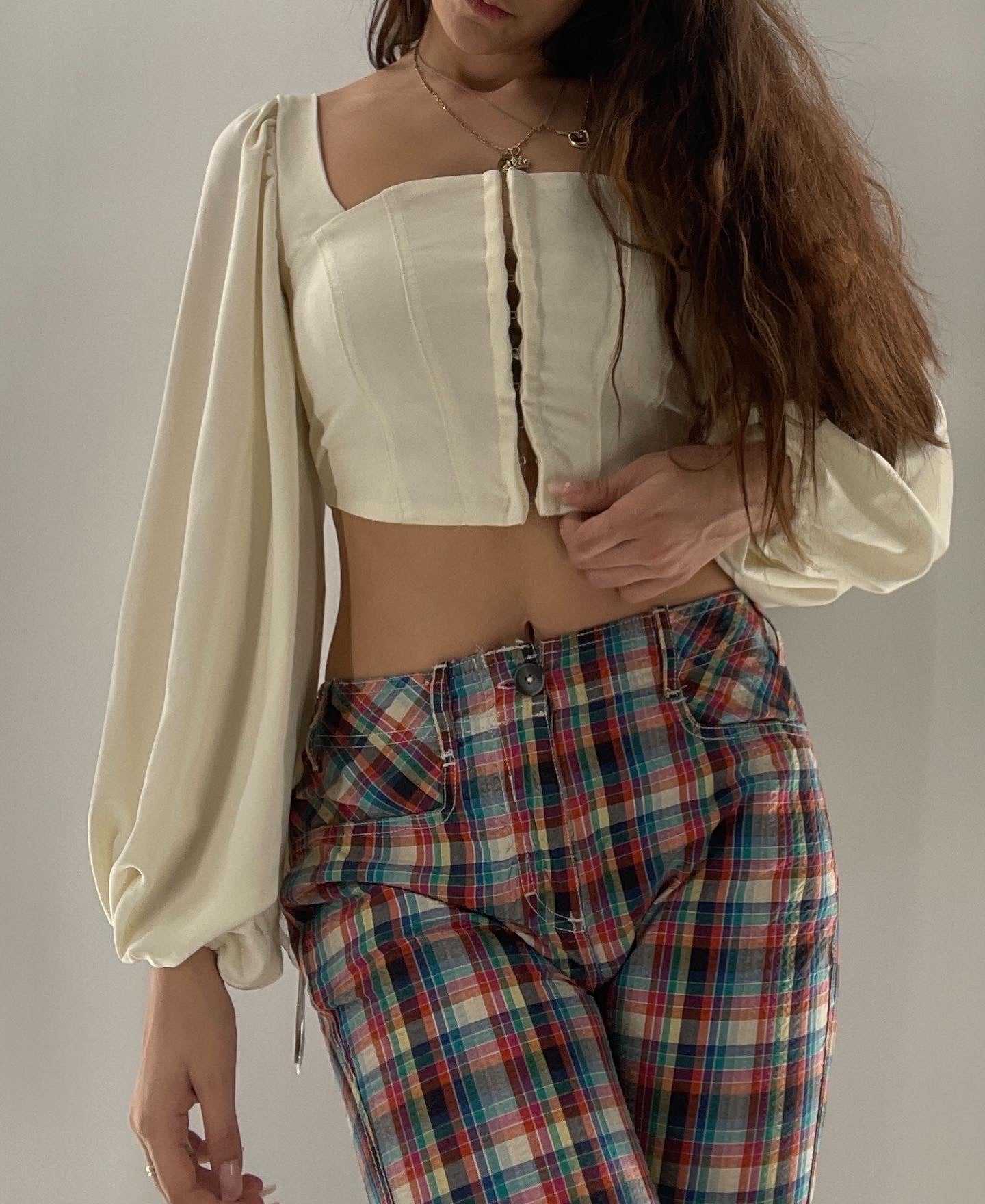 Urban Outfitters White Corset Balloon Sleeve (Small)