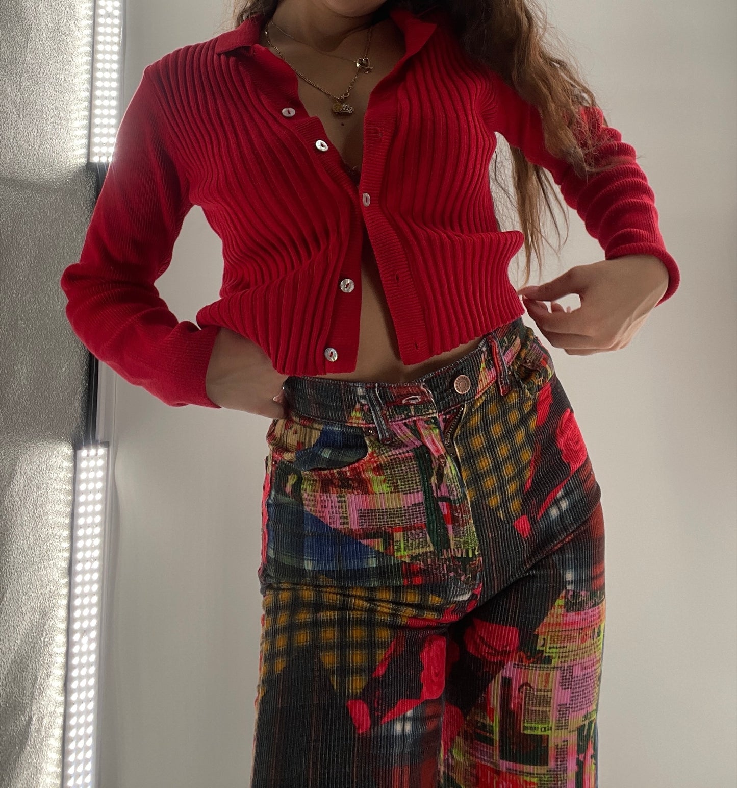 Deadstock Vintage Cherokee Ribbed, Collared, Buttoned Top (Medium)