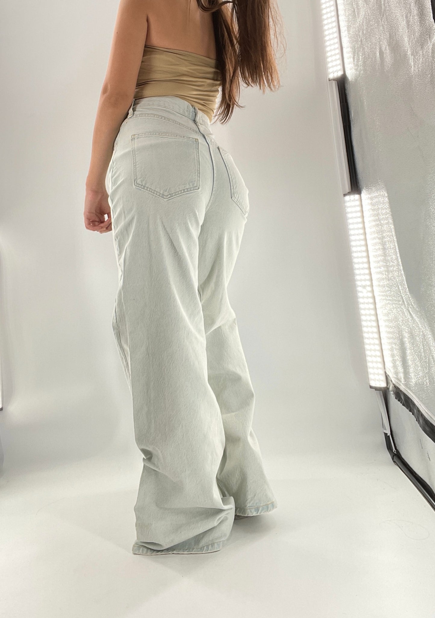 Free People Light Wash High Waist Wide Legs (27)