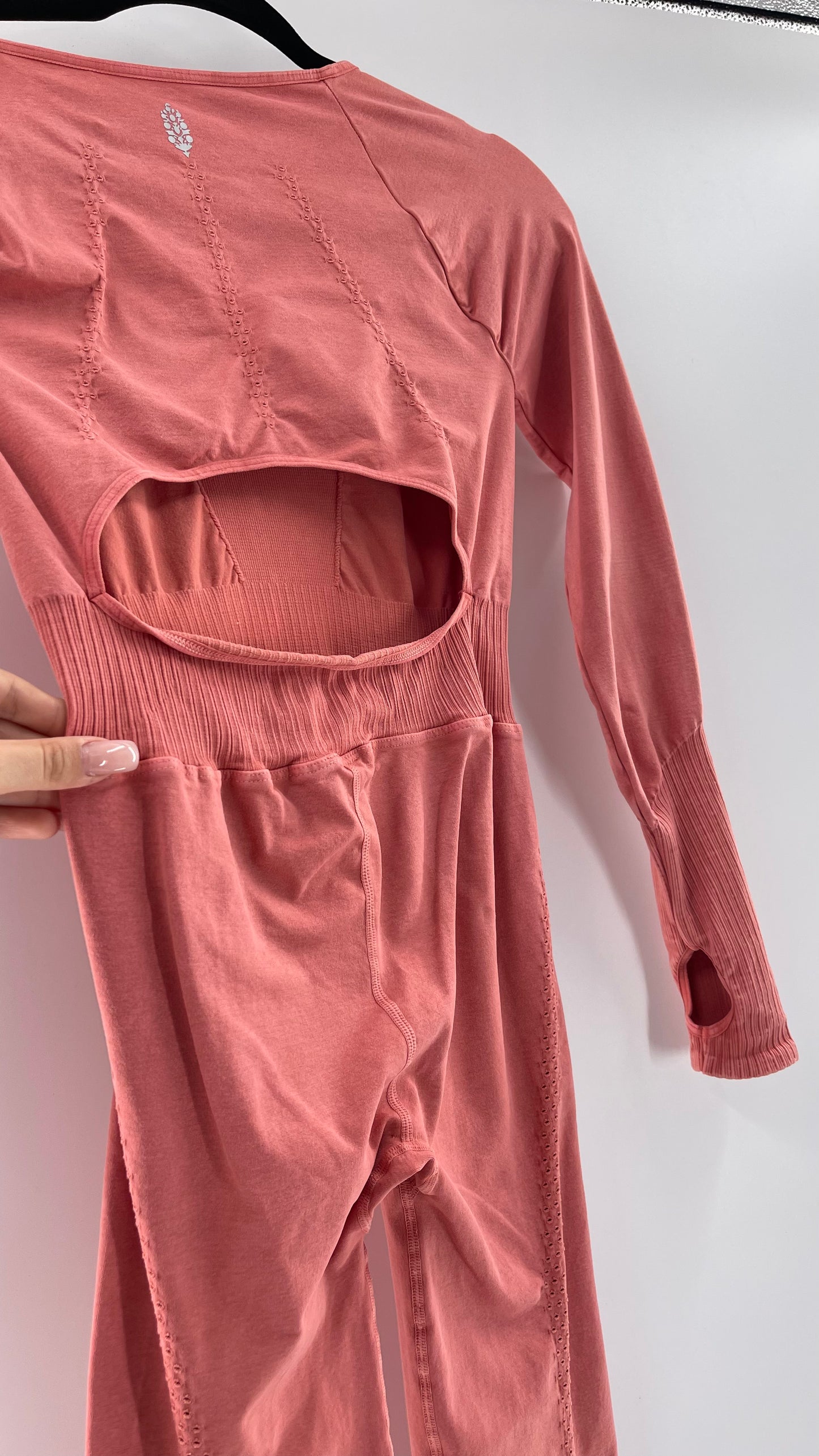Free People Movement Pink Elastic Good Karma Jumpsuit (M/L)