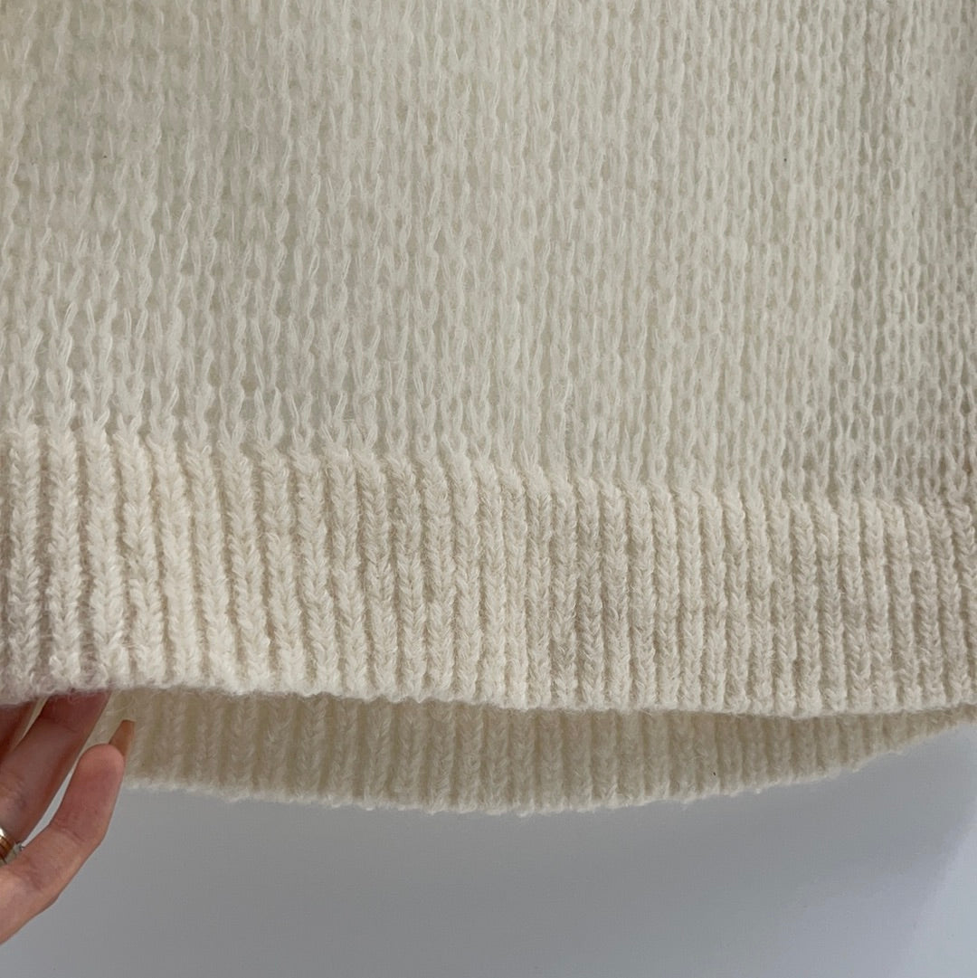 Free People Sheer Knit Off White Sweater (Size Small)