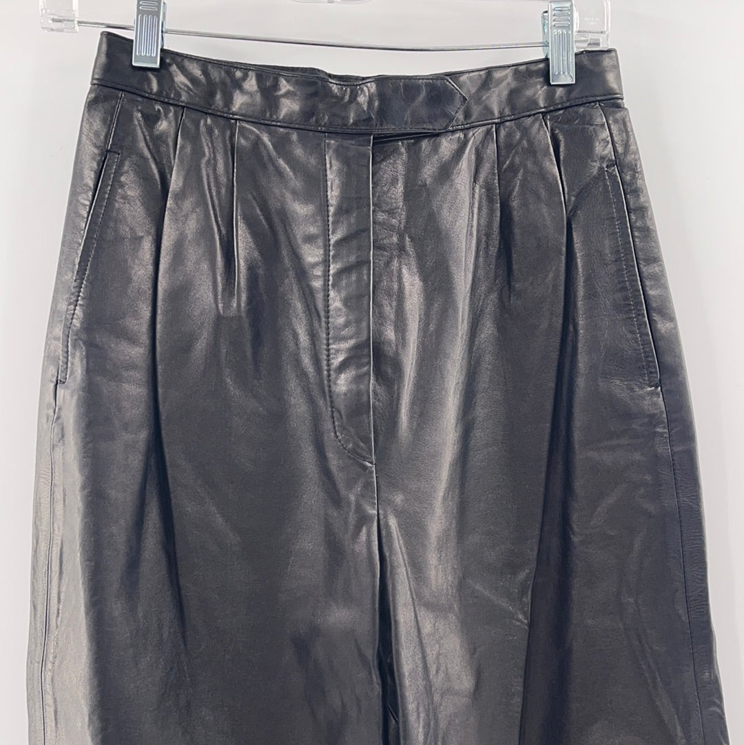 West Bay Vintage 100% Leather High Waist Black Pants (Size 10)