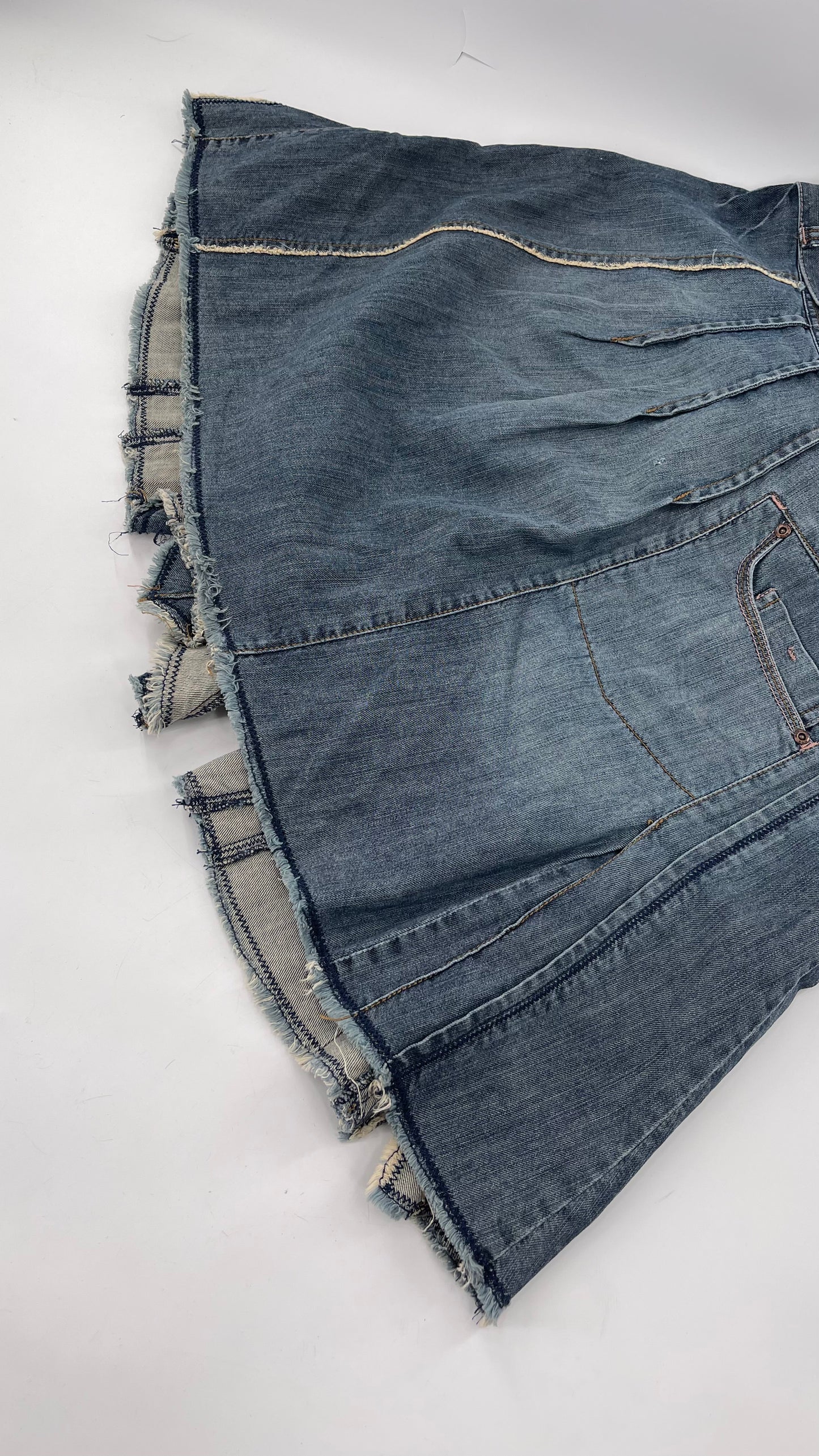 Vintage MNGjeans Pleated Bow Front Denim Skirt (12)