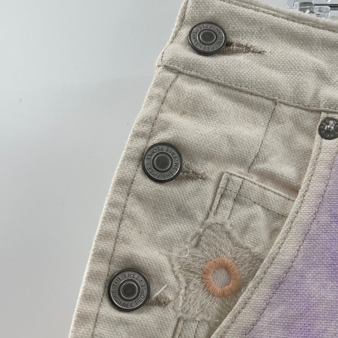 Free People Embroidered Pastel + Patchwork + Patches Jeans (Size 31)