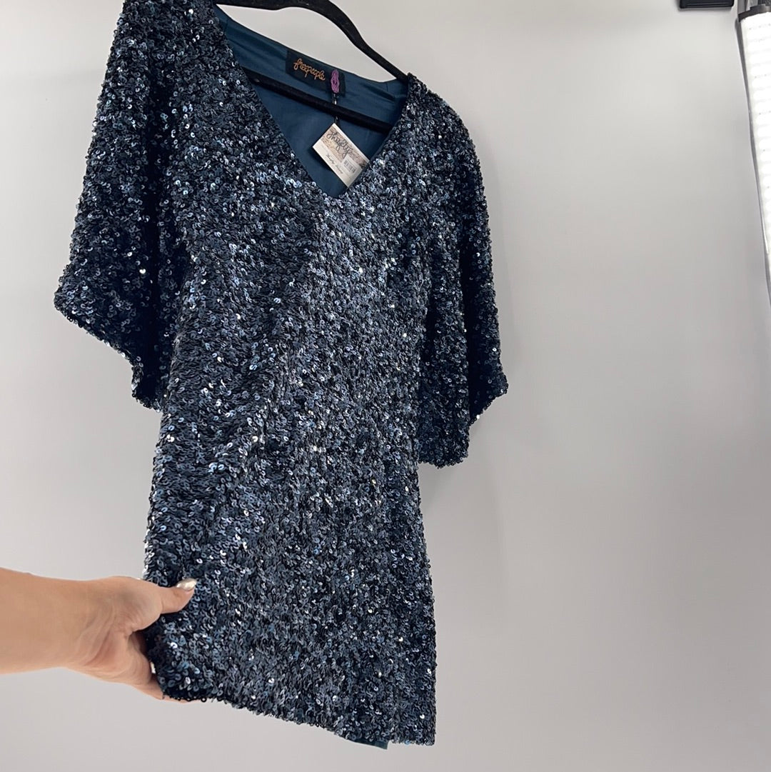 Free People - Deep Blue Sequin Mini Dress (4)