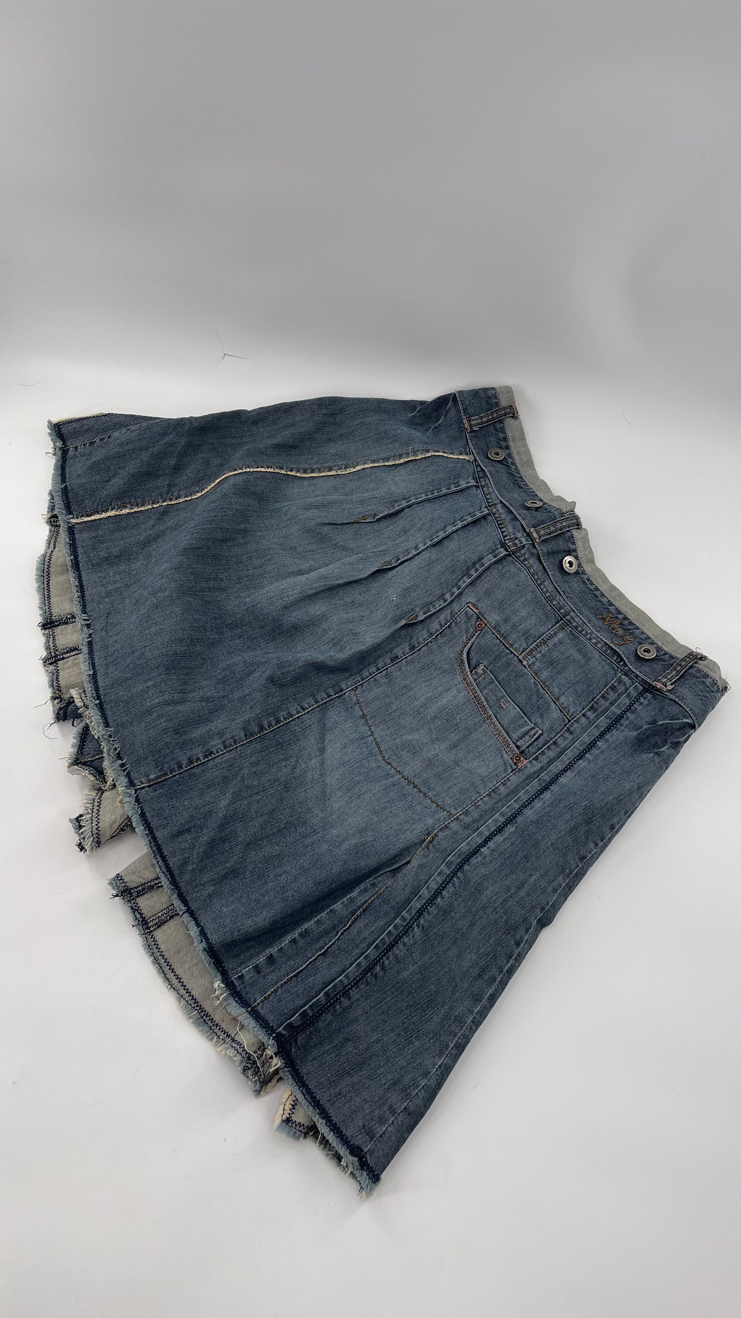 Vintage MNGjeans Pleated Bow Front Denim Skirt (12)