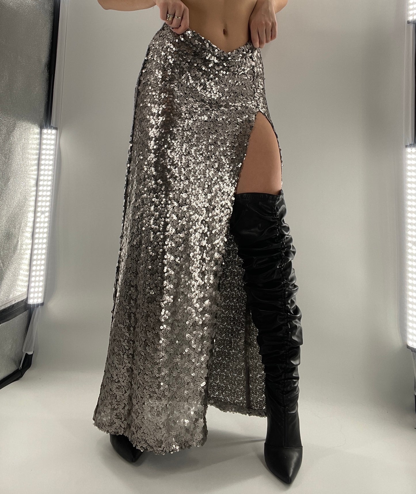 Blu Moon Free People Silver Sequin Skirt (Medium)