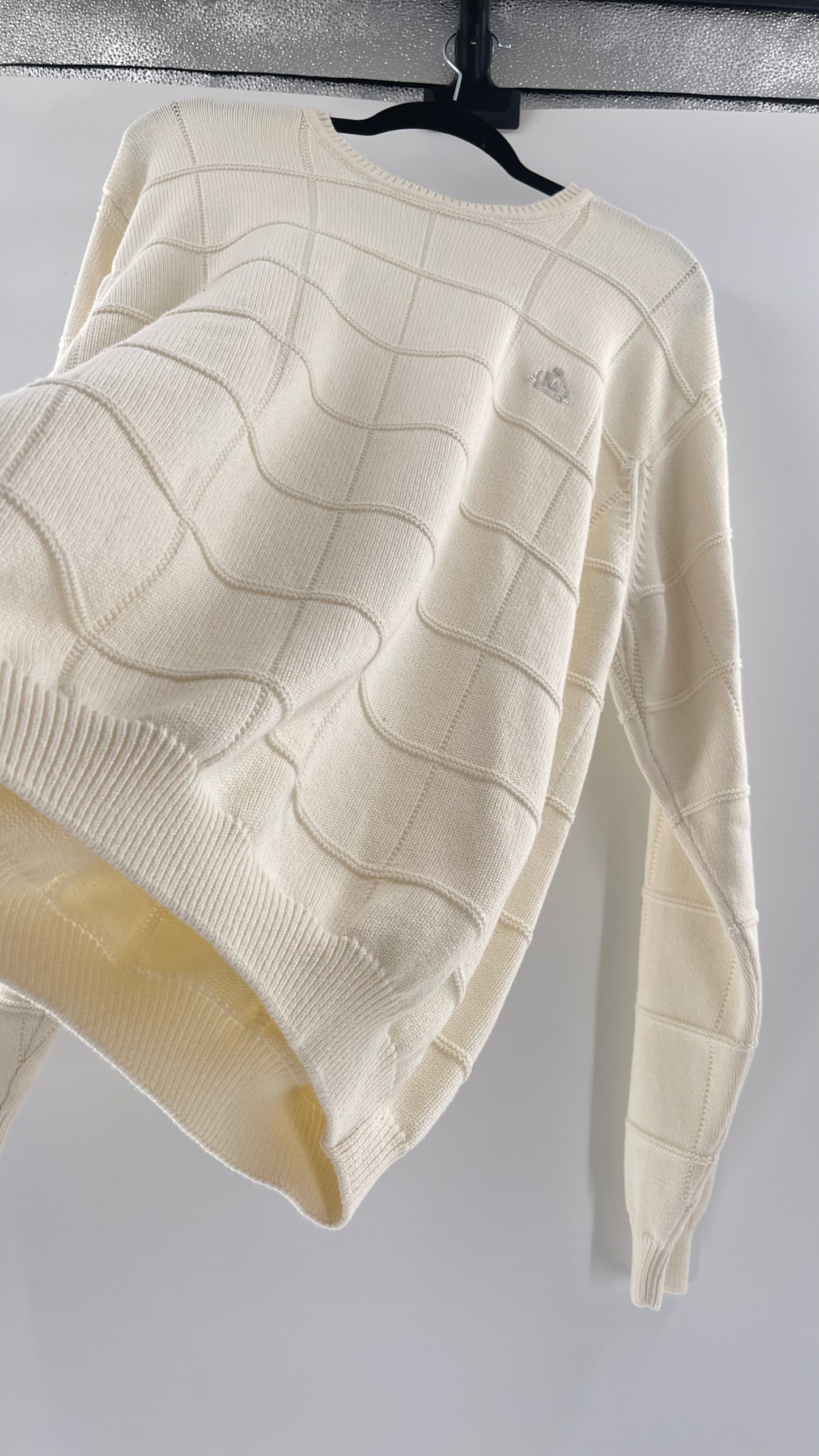 Vintage IZOD Cream Square Stitch Sweater (XL)