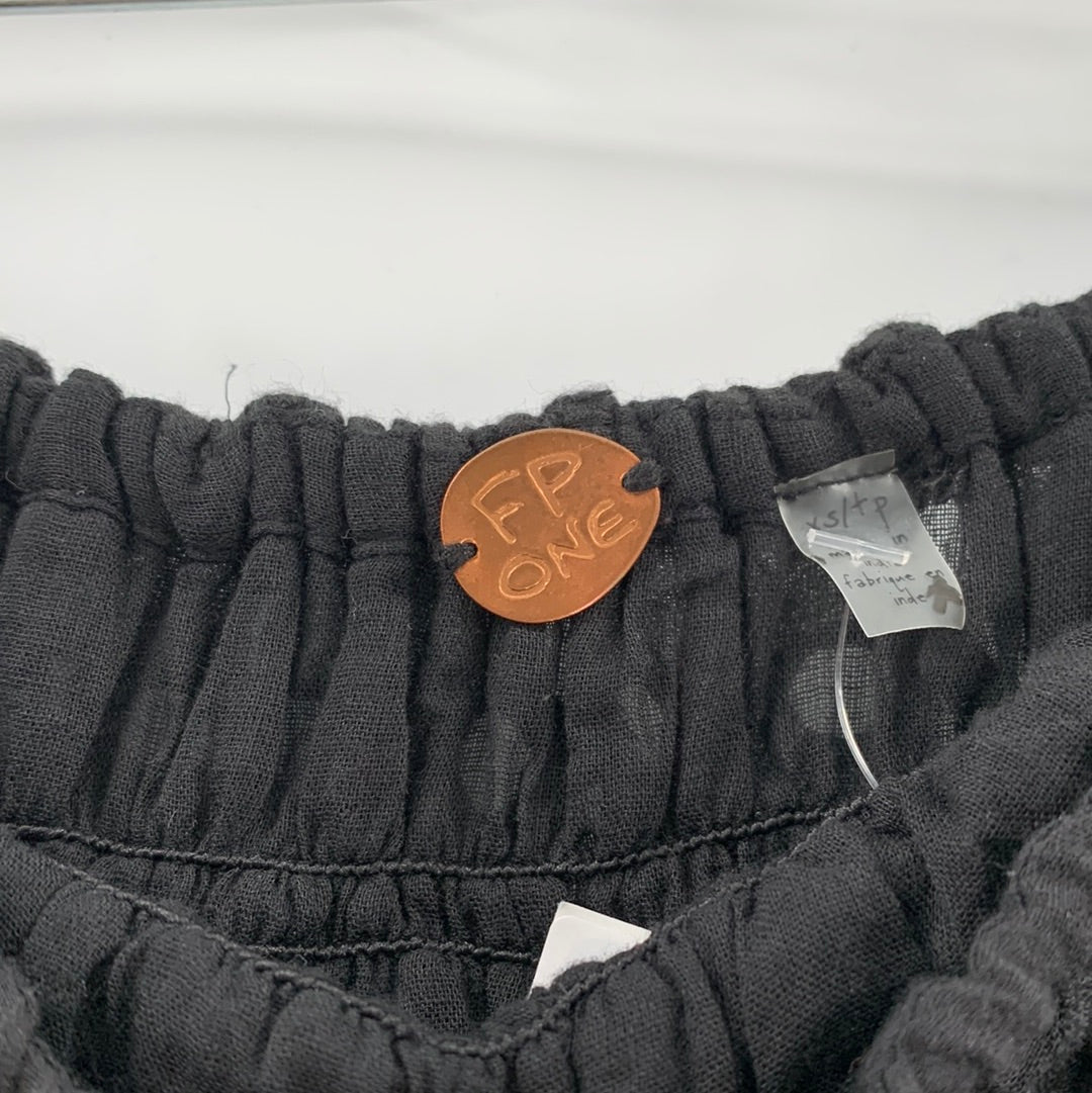 Free People Black Eyelet Tiered Mini Skirt (Sz XS)