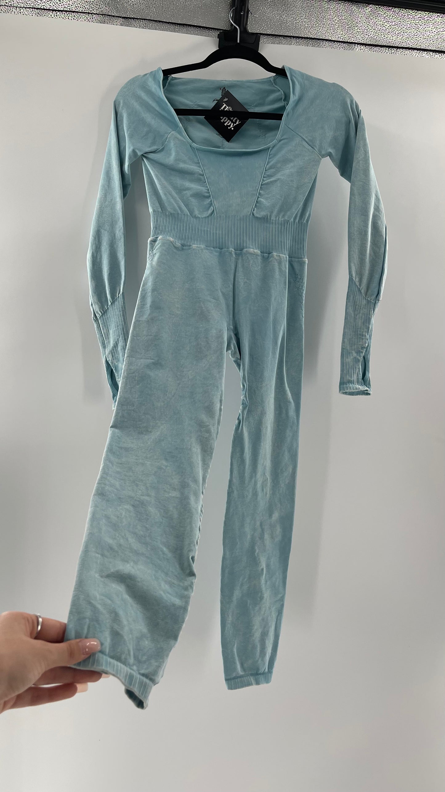 Free People Movement Baby Blue Elastic Good Karma Jumpsuit (M/L)