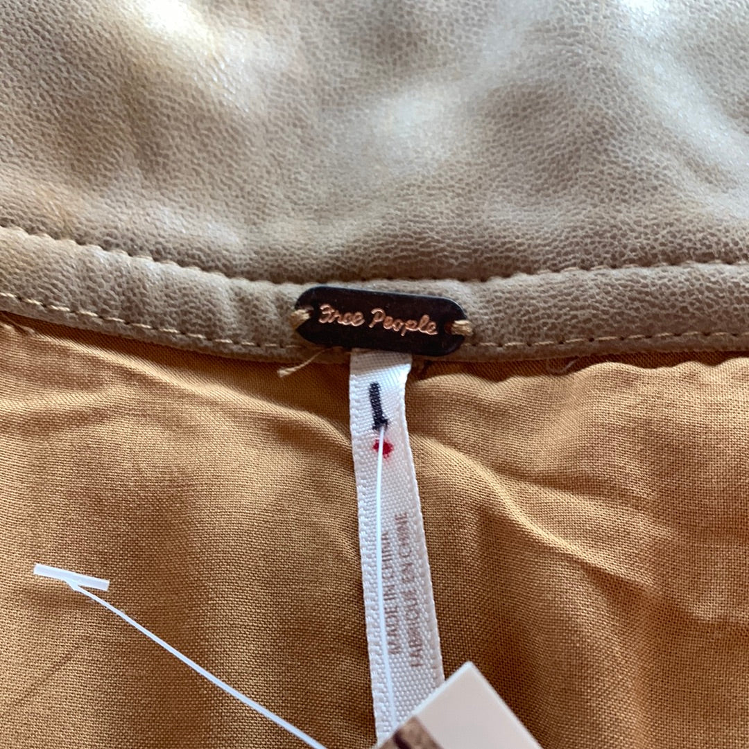 Free People Vegan Light Brown Mini Skirt with Buckle Belt and Side Slit Mini skirt (Size 2)