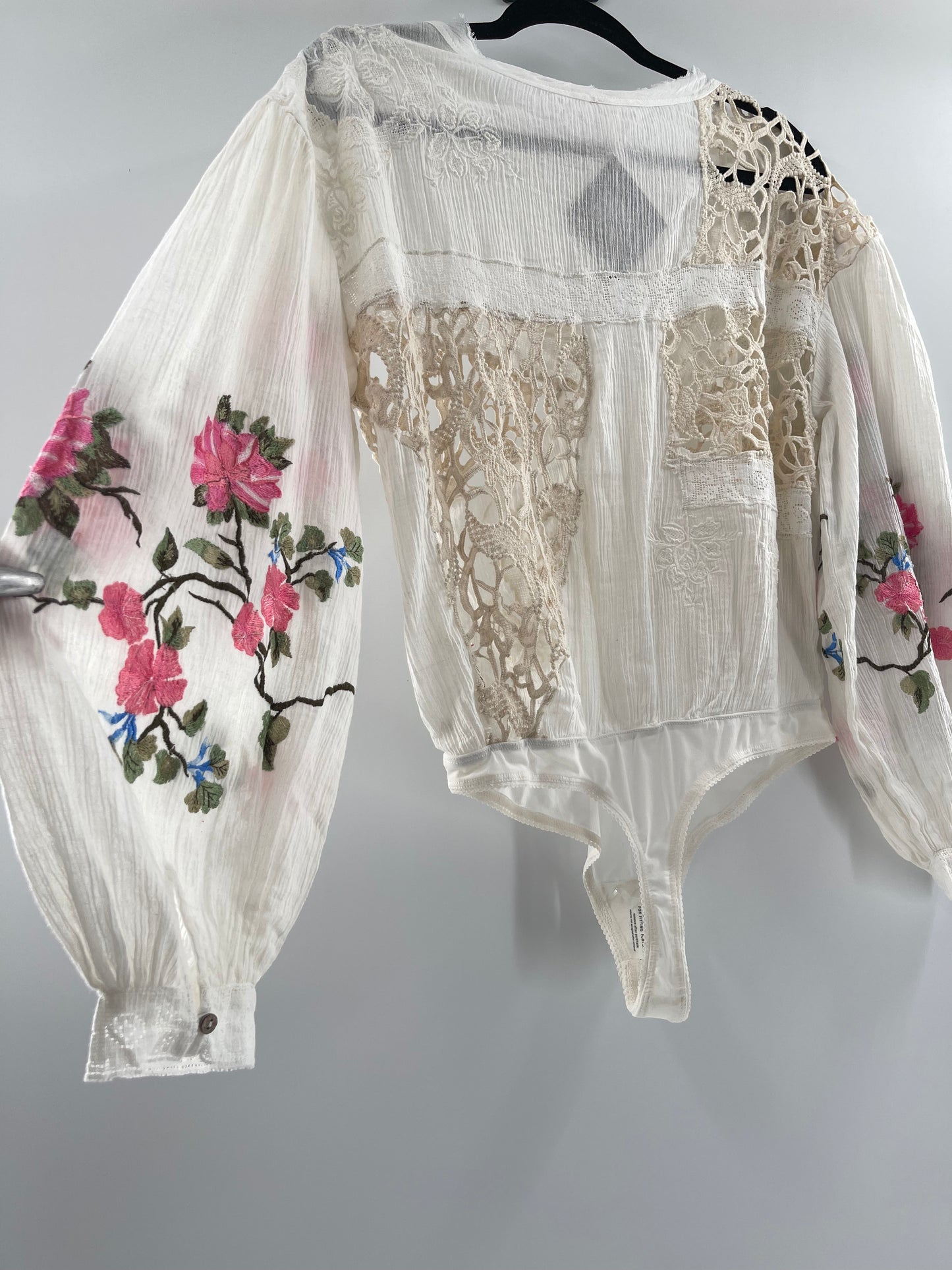 Free People Making Harmony Lace Cotton Embroidered Blouse (Medium)