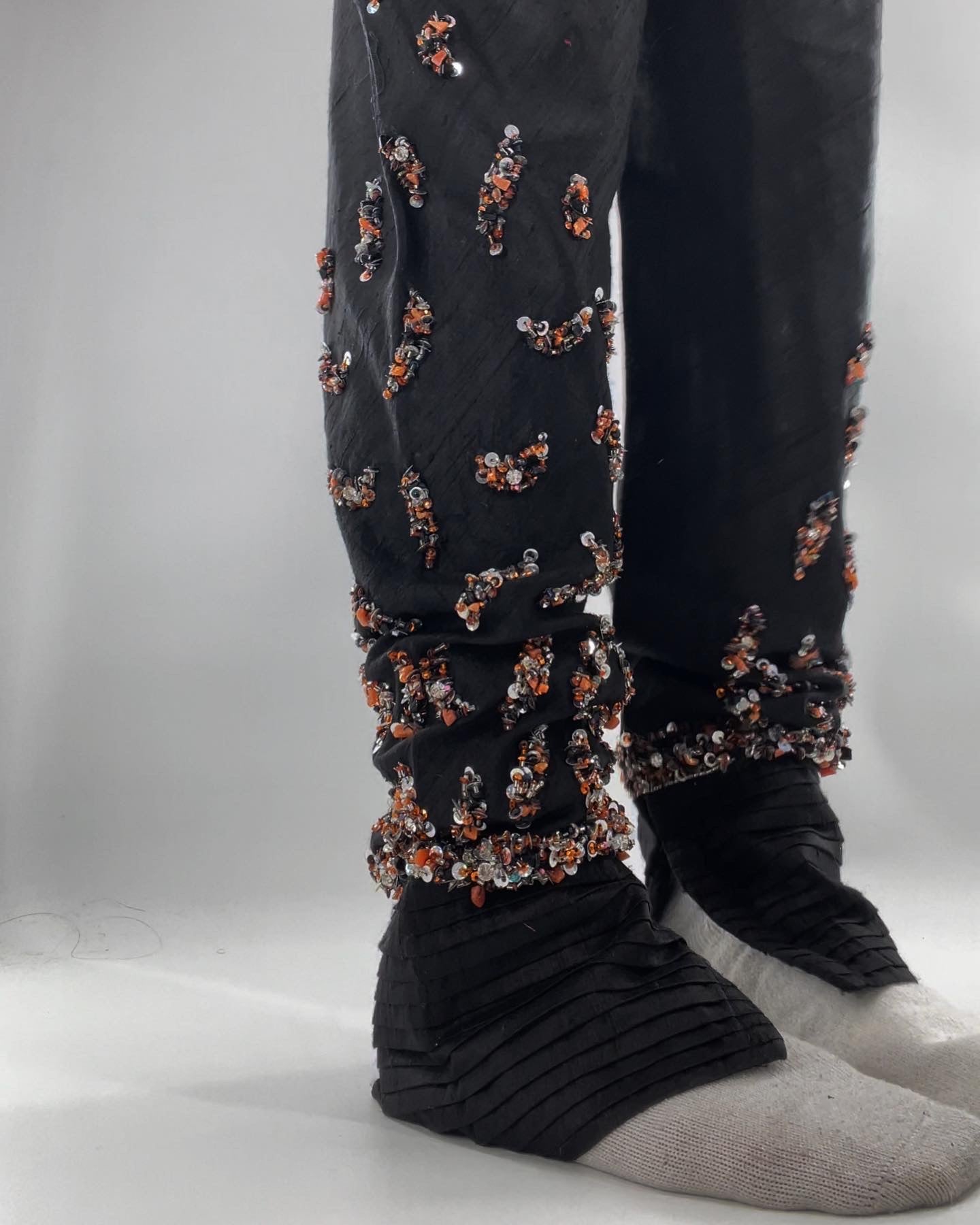 Black Harams with Beaded Hem (M)