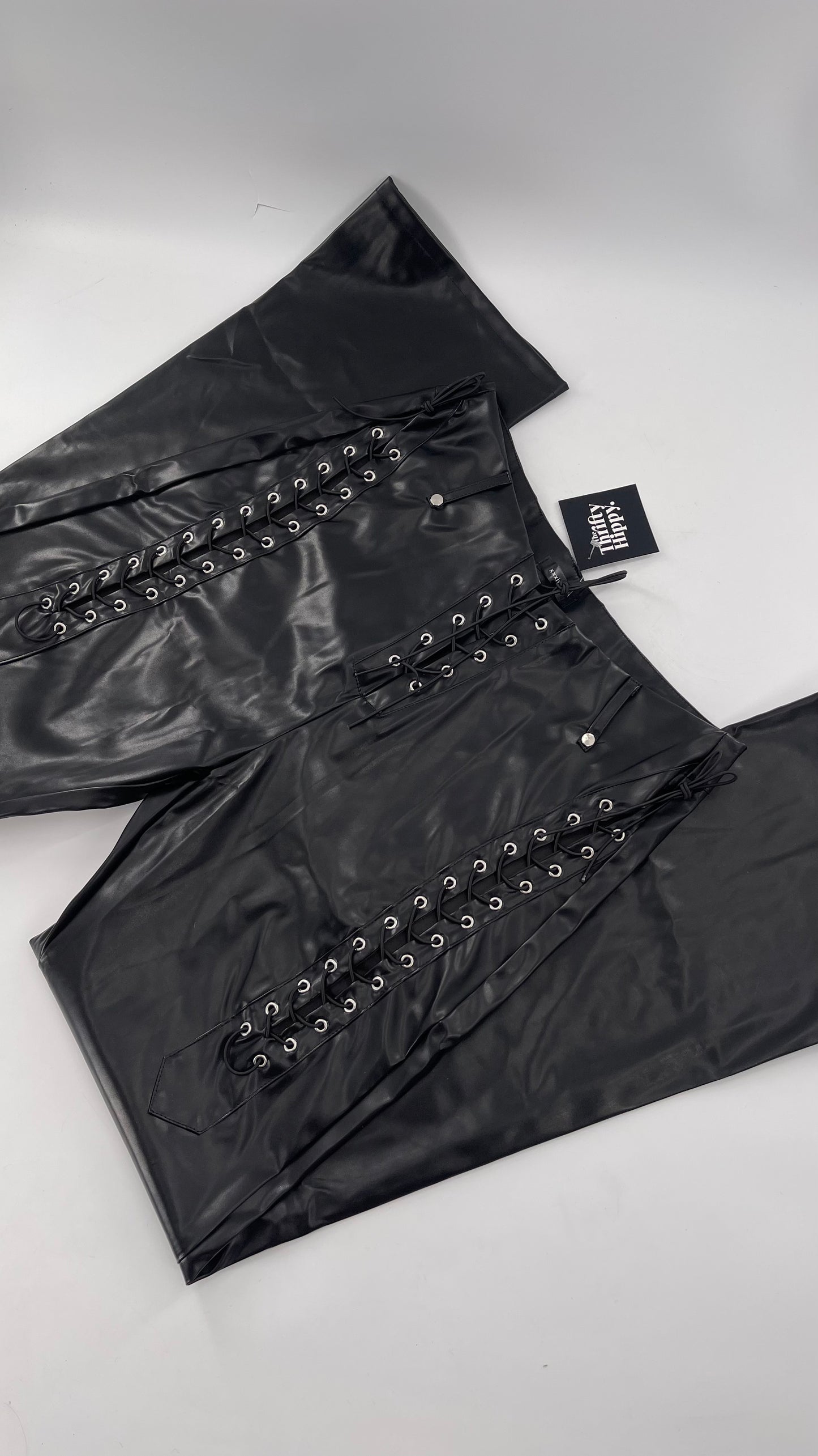 XXXiticat Faux Leather Straight Legs with Lace Up Details (XL)