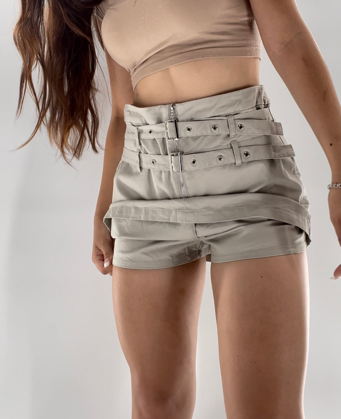 Carmar Khaki Mini Skirt (Sz 26)