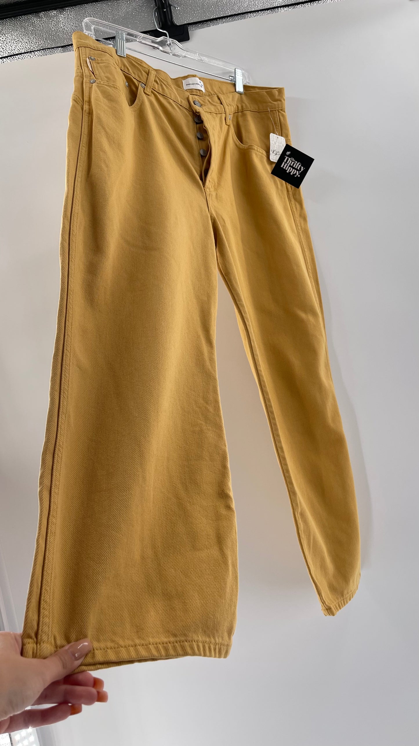 BOYISH Free People Mustard Yellow Straight Leg Jeans (32)