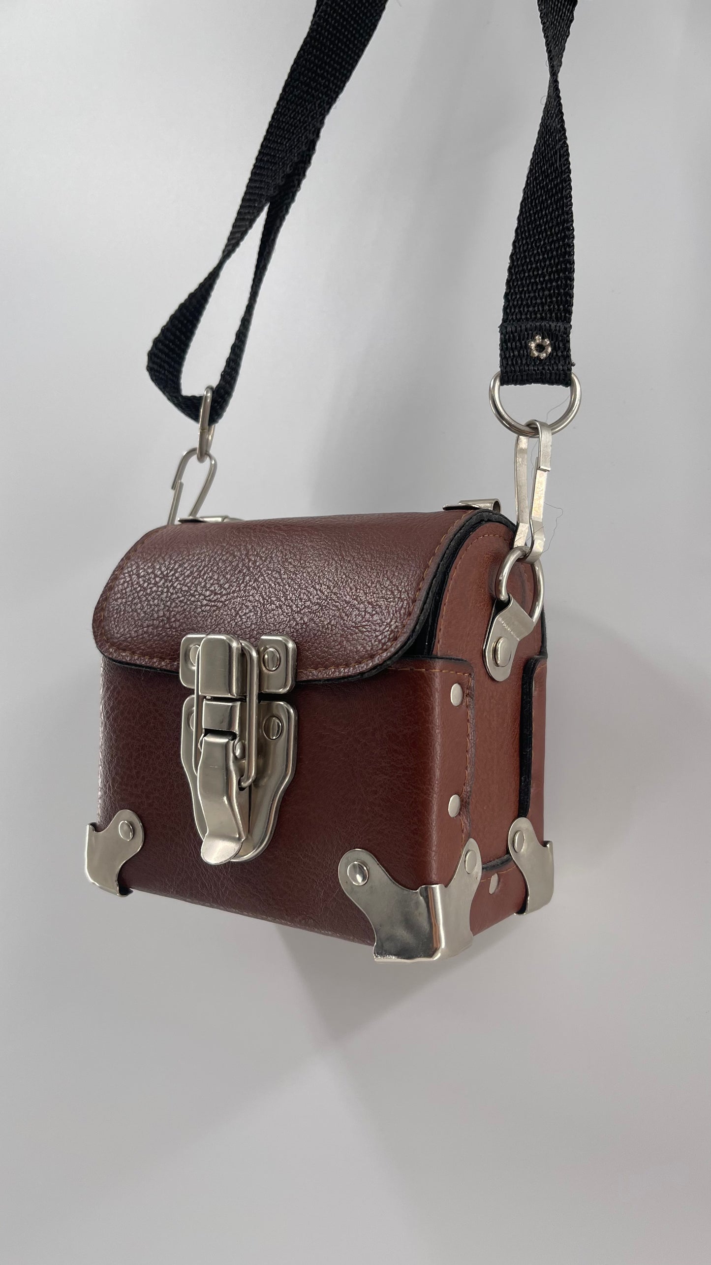 Vintage US Made Brown Leather Trunk Purse