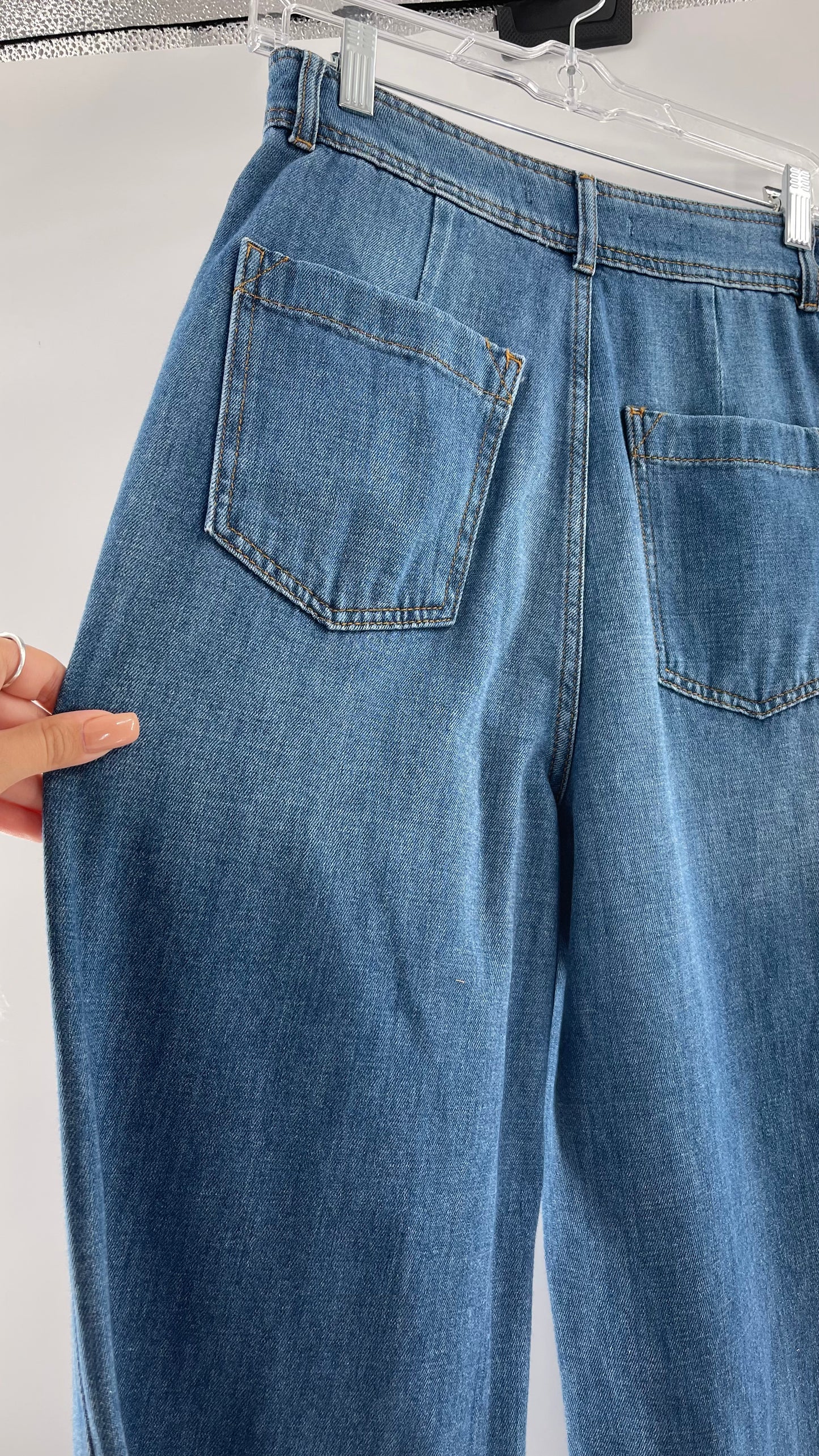 Free People Wide Leg Medium Wash Jeans (28)