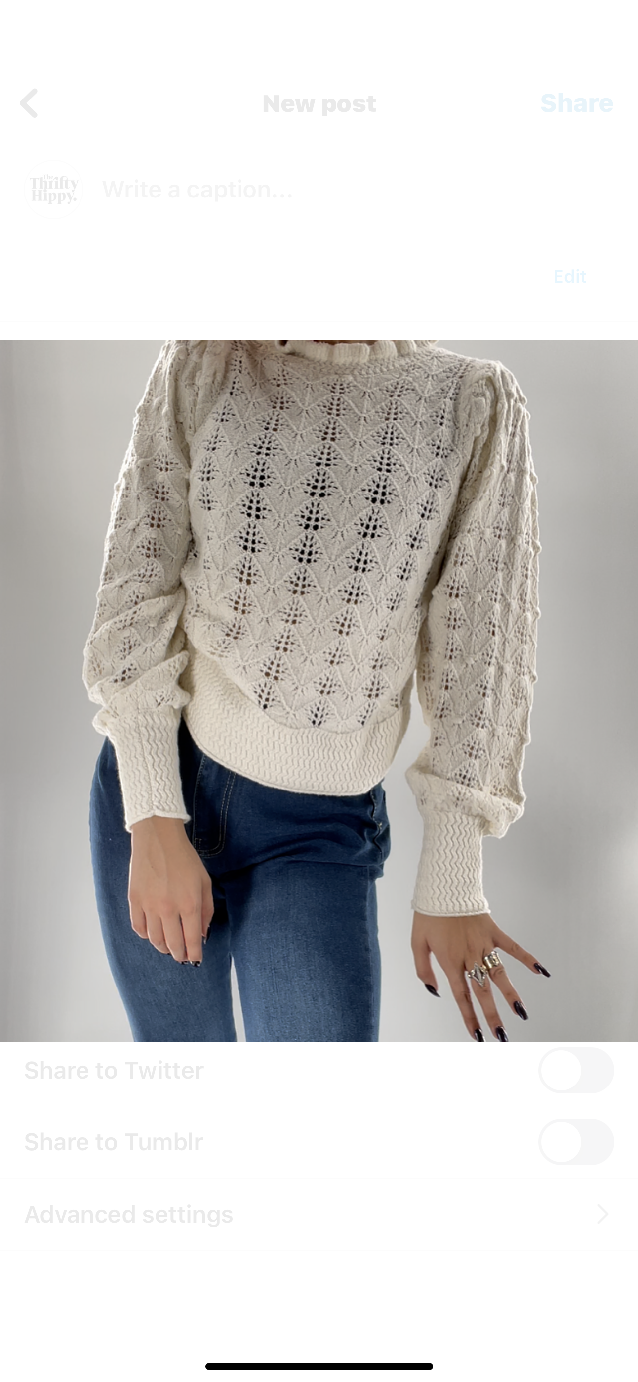 UNSUBSCRIBED Cream Sweater Size S