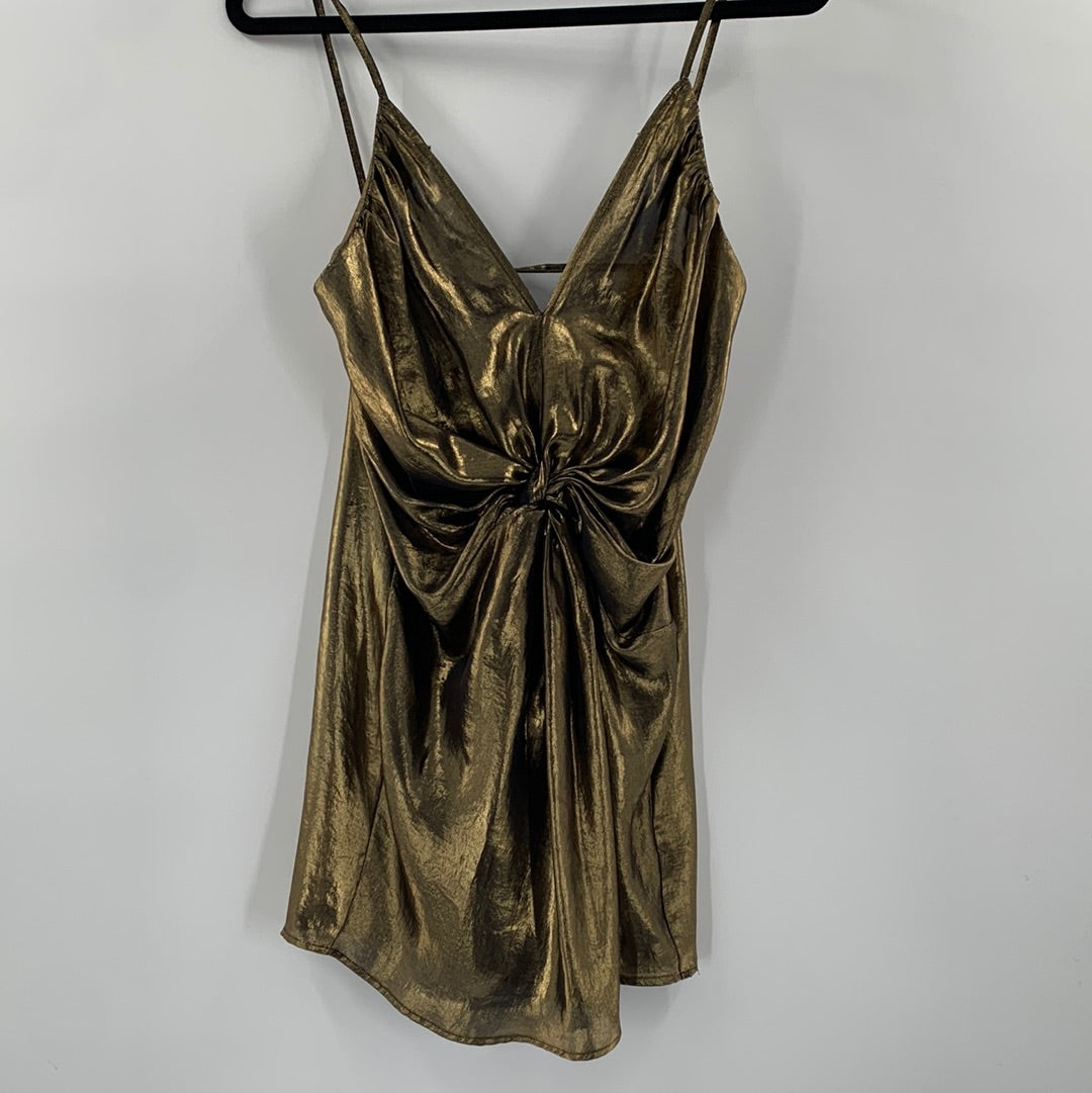 Free People Liquid Gold Mini Dress (Sz6)