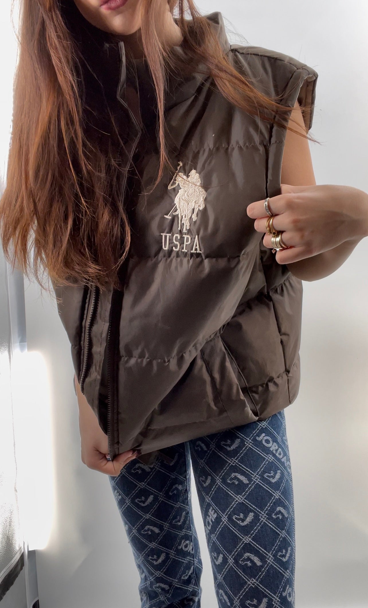 Brown USPA Puffer Vest (XL)
