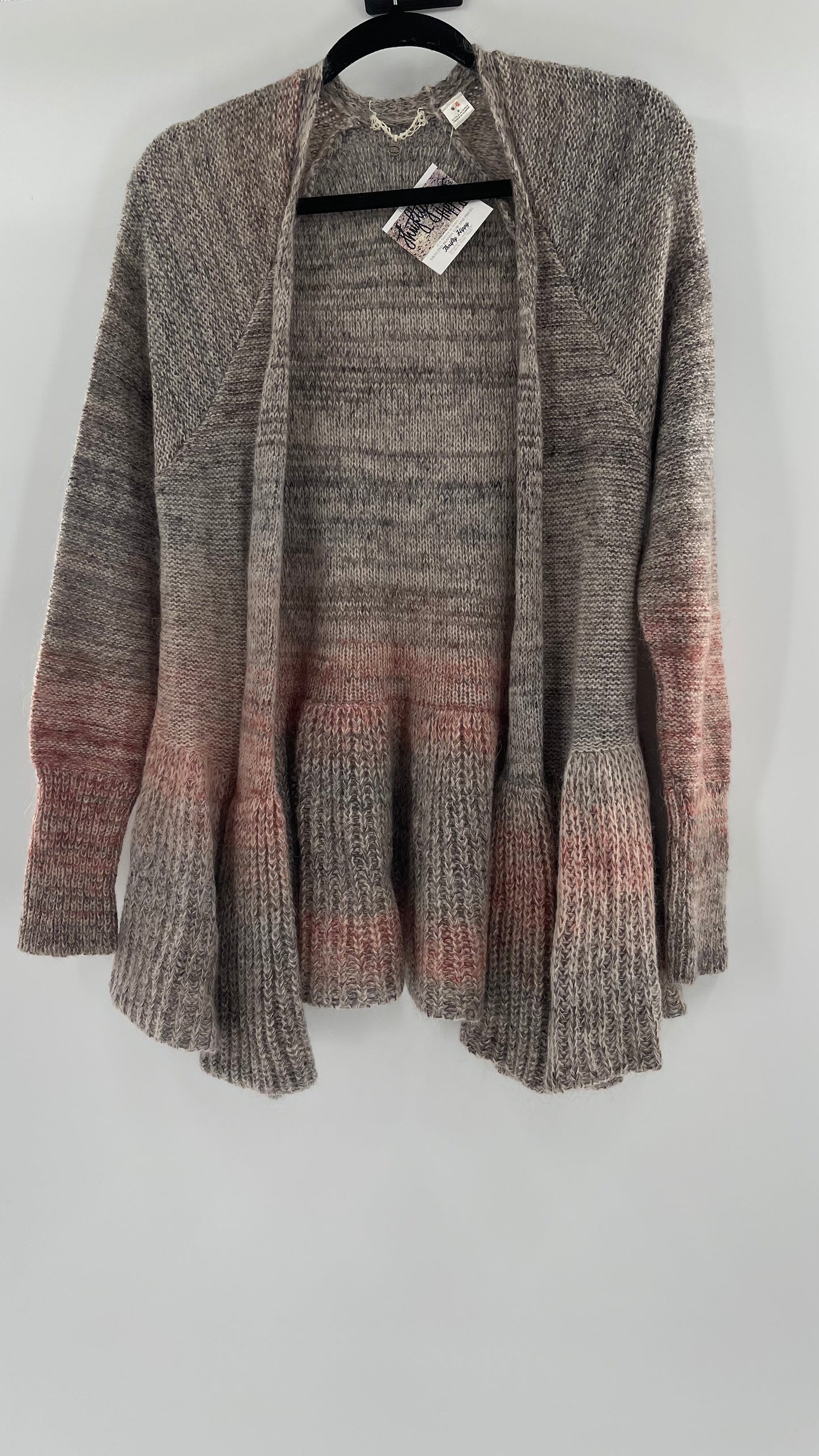Anthropologie Knitted + Knotted Grey Pink Cardigan (small)