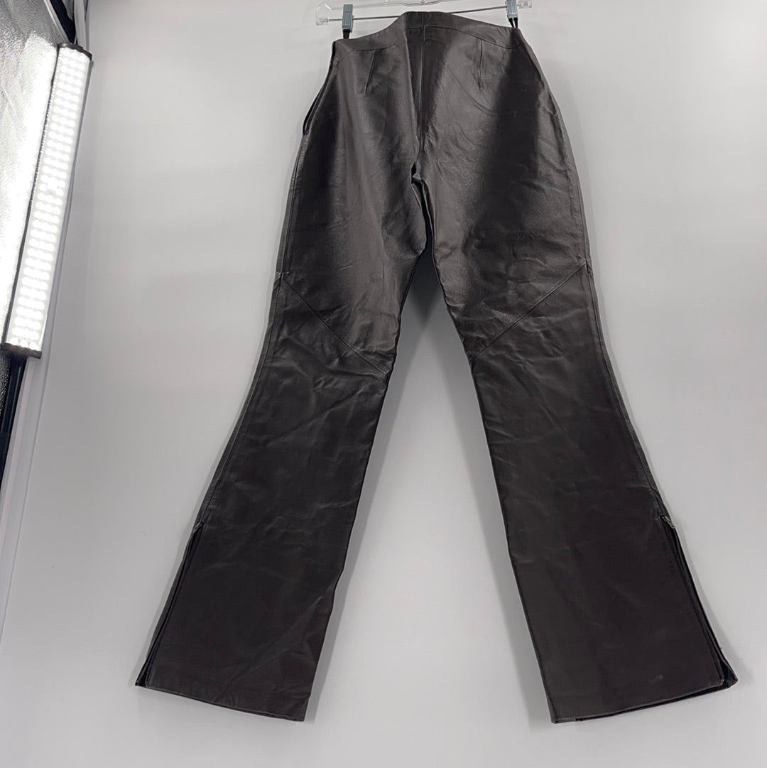 Vintage Spiegel Brown Leather Flares (Sz8)