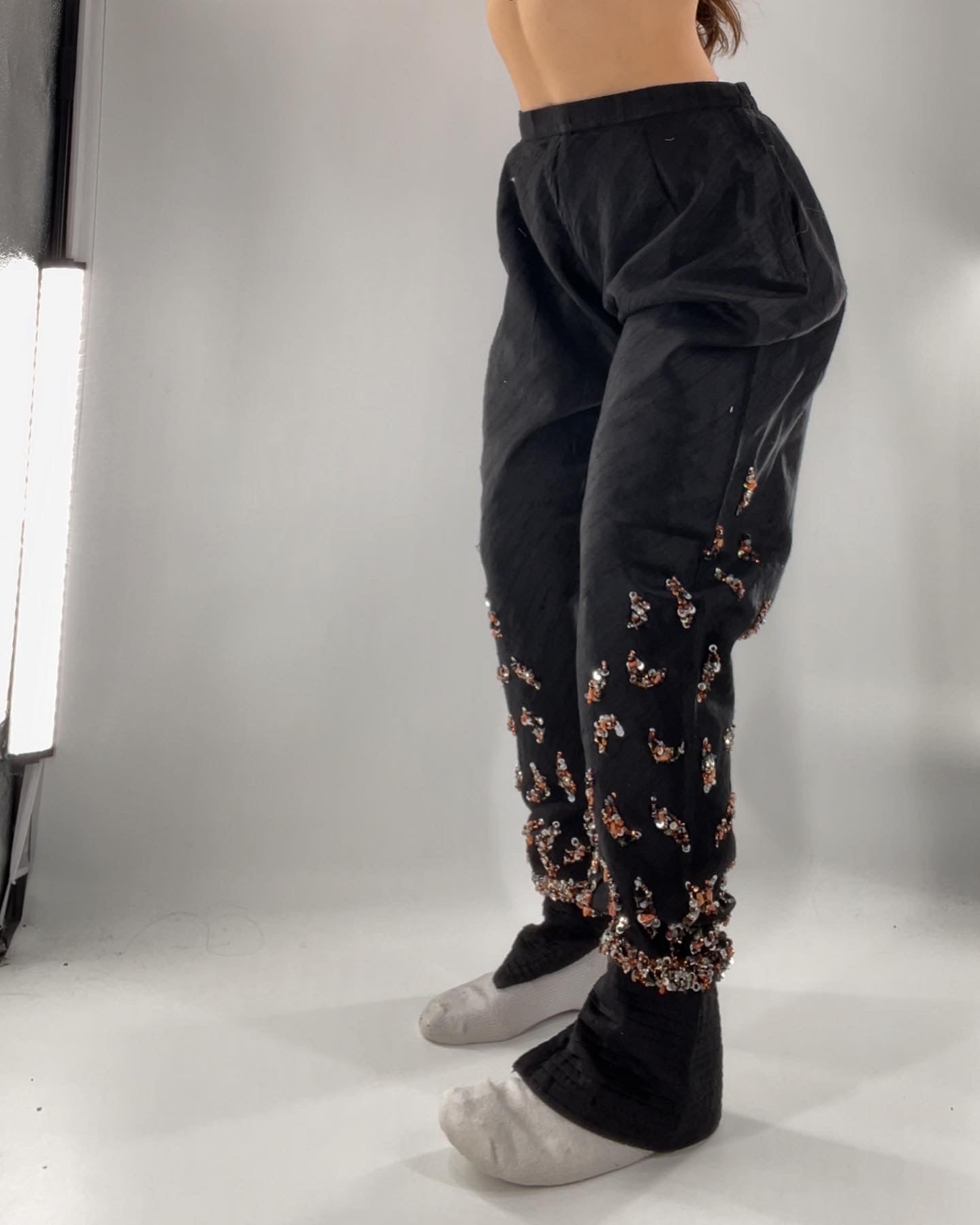 Black Harams with Beaded Hem (M)