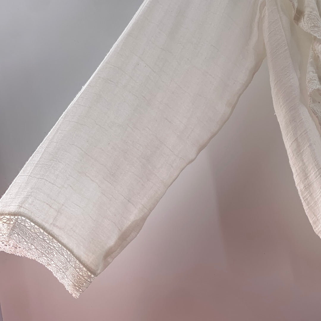 Free People White Ruffle Blouse (XS)