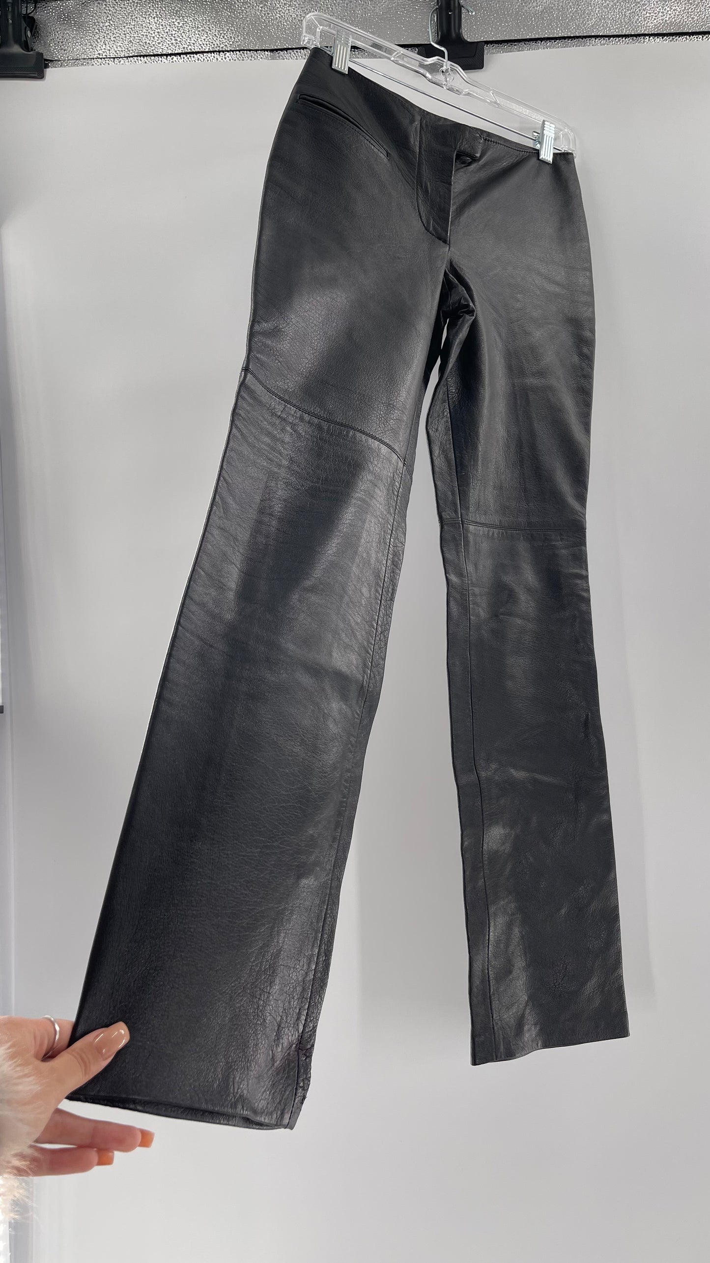 Vintage Márcia Italian Lamb Leather Kick Flare Trouser Pants (00)