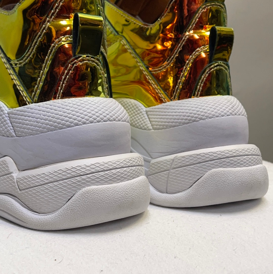 Jeffrey Campbell X Free People Gold Reflective Iridescent Concert Festival Sneakers (6.5)