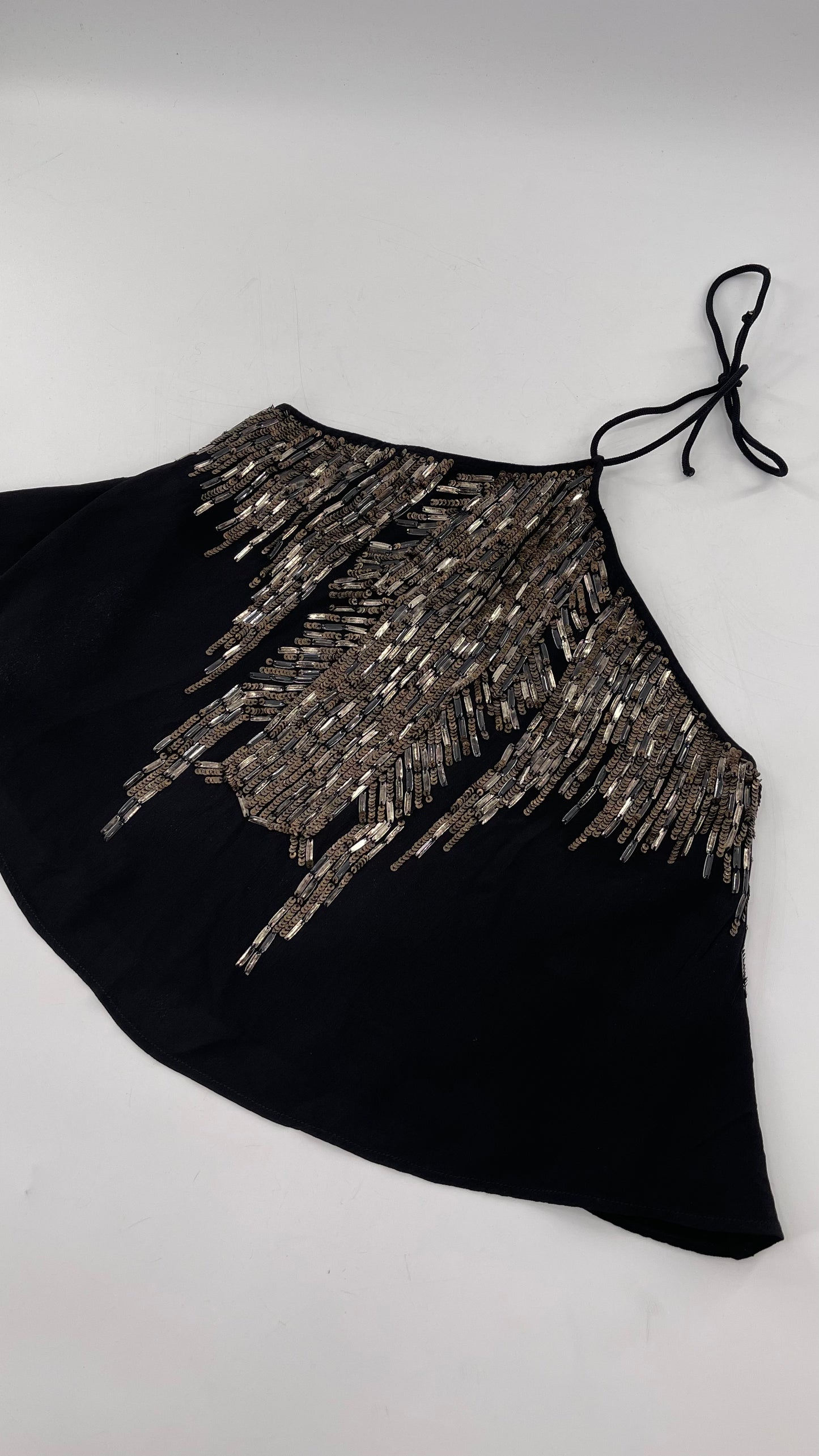 Free People Black Beaded Halter (XS)