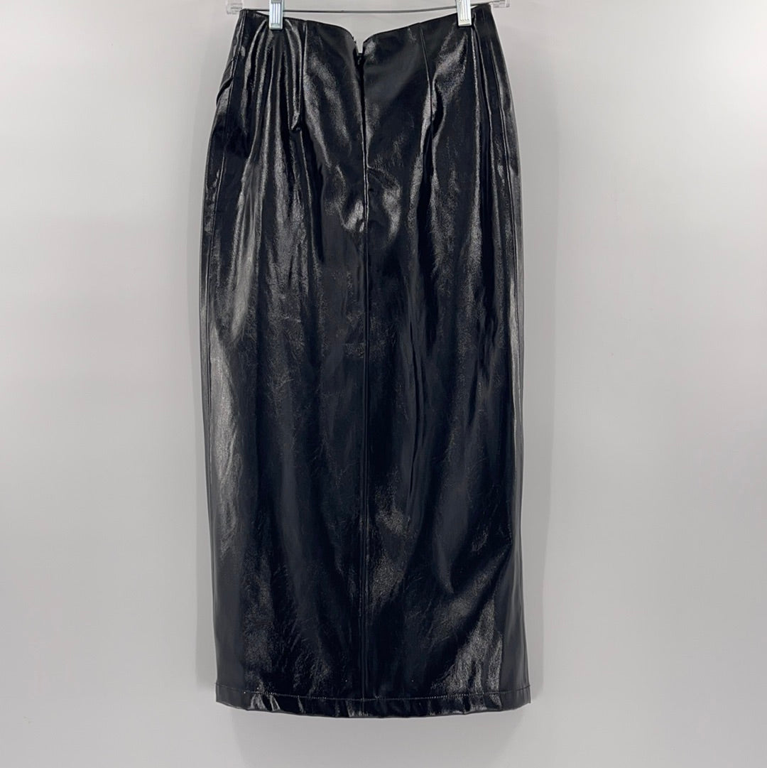 Capulet Free People Black Vegan Leather Mid Calf Front Slit (Size XS)