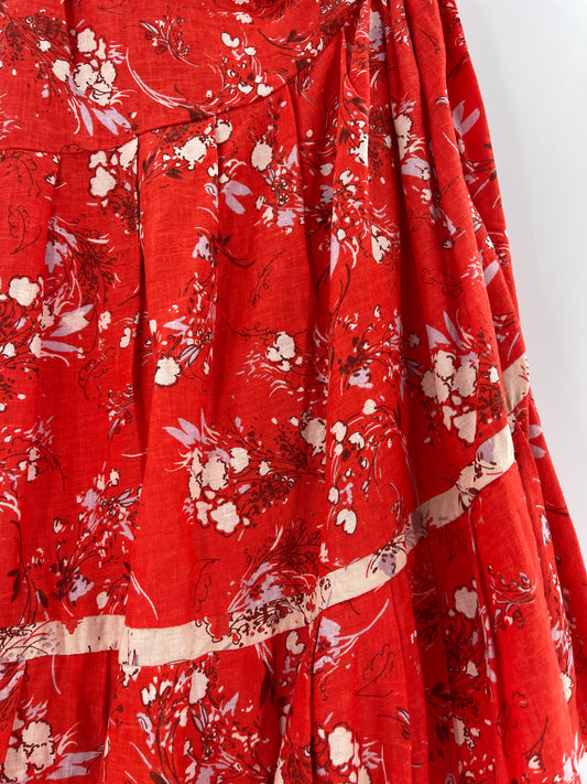 Free People One Shoulder Red Floral Mini Dress (Size XS)