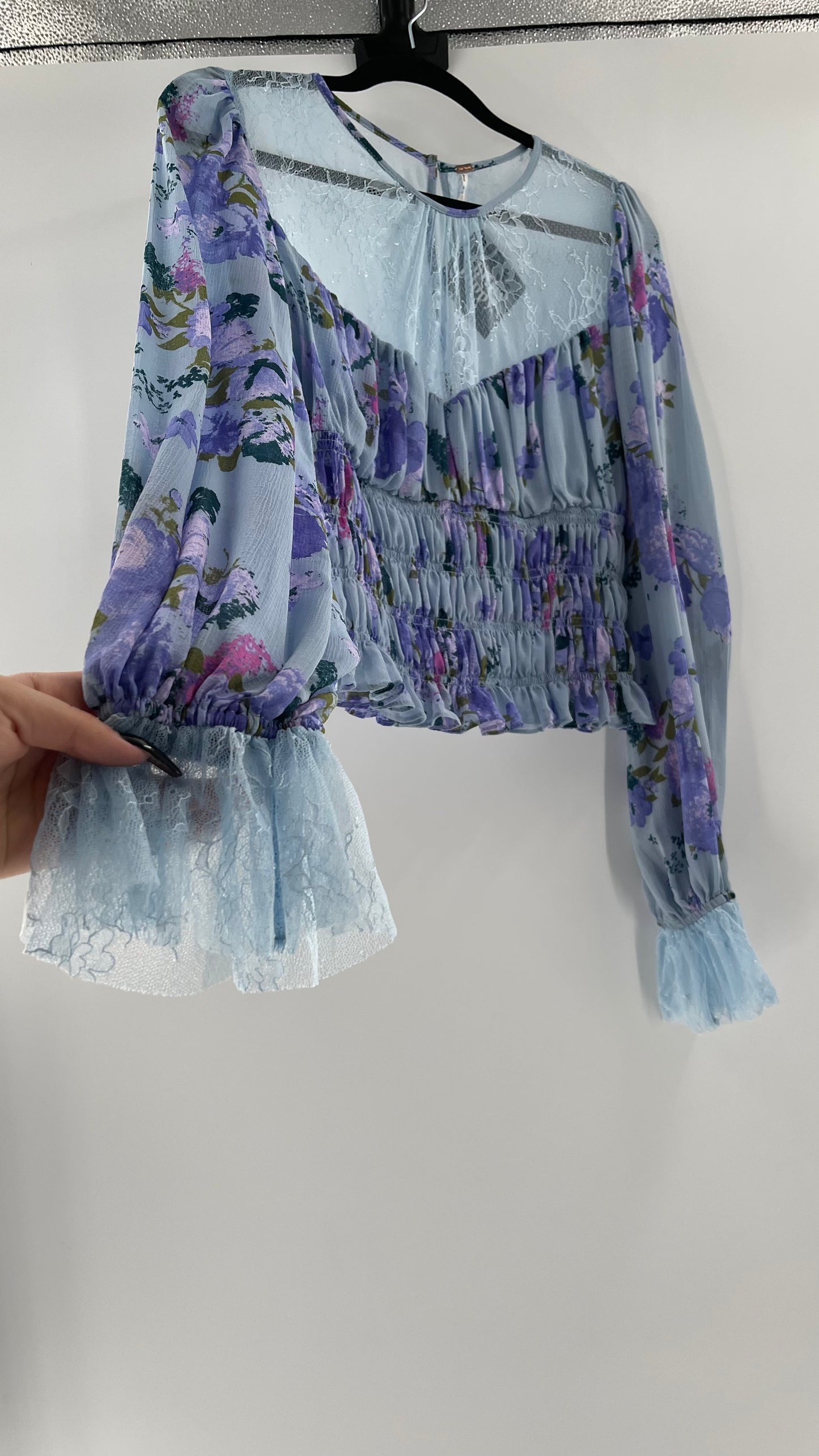 Free People Daphne Blouse Powder Blue (Large)