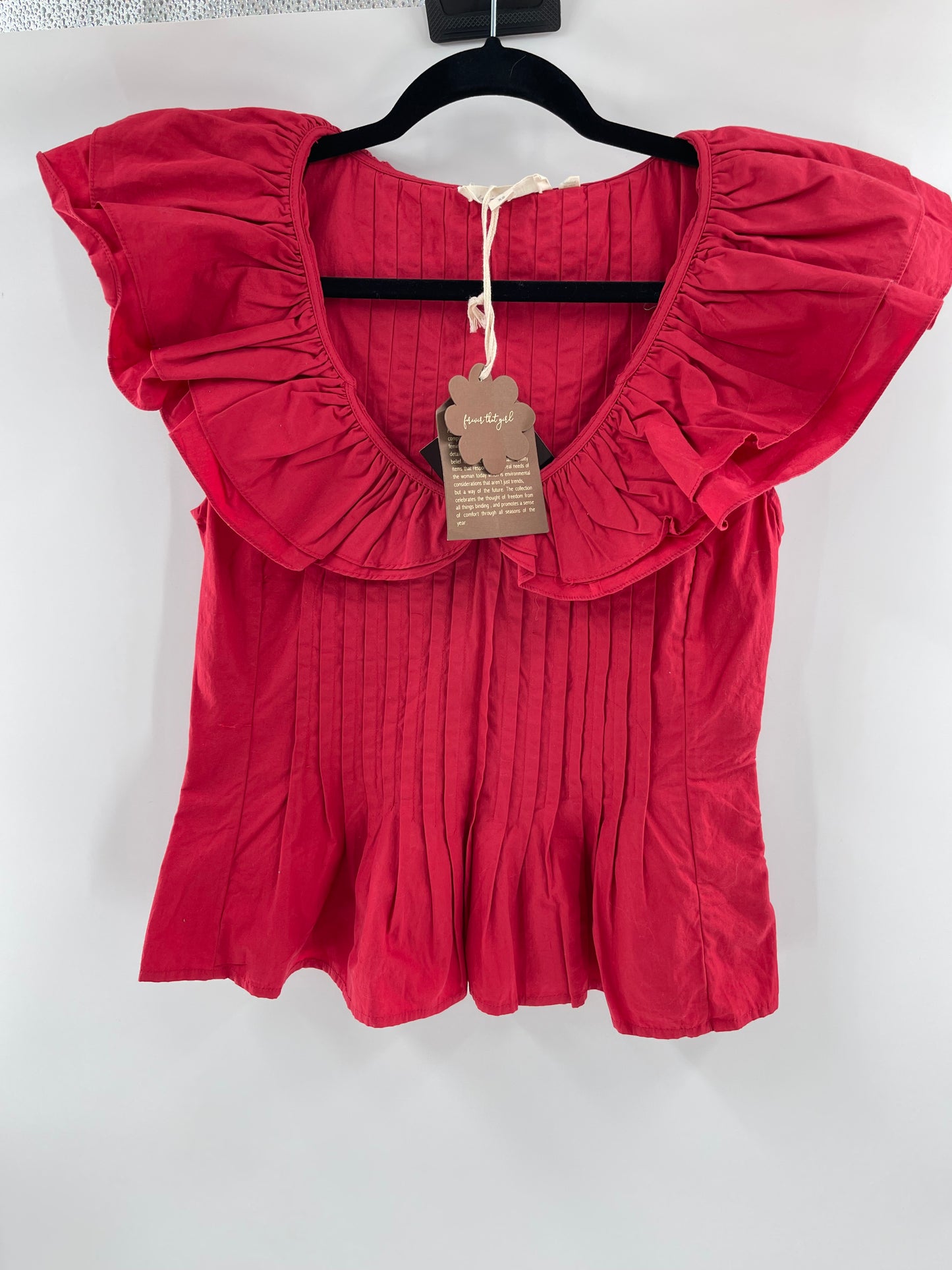 Anthropologie Forever that Girl Red Ruffle Pintuck Tank(XS)