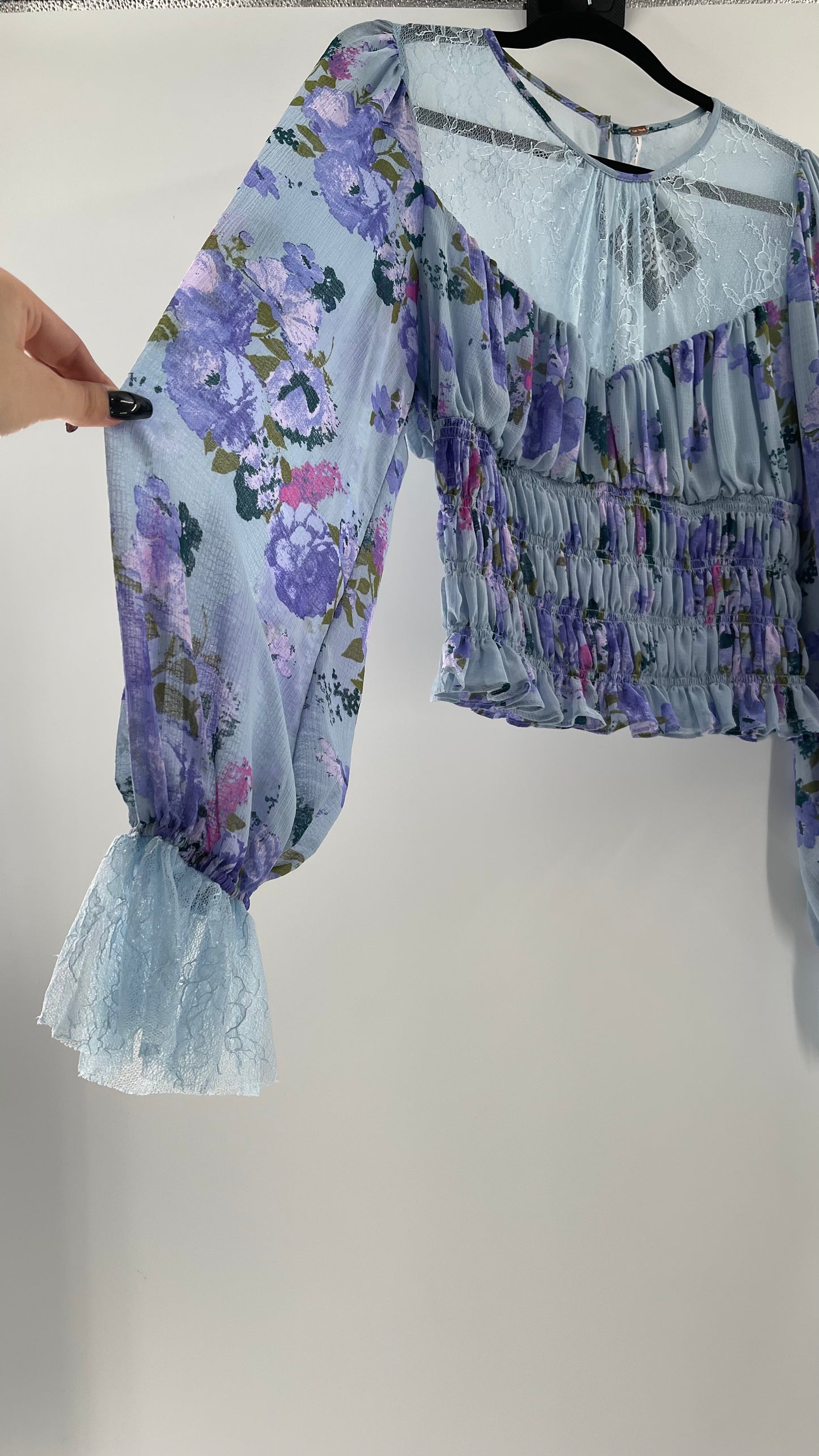 Free People Daphne Blouse Powder Blue (Large)
