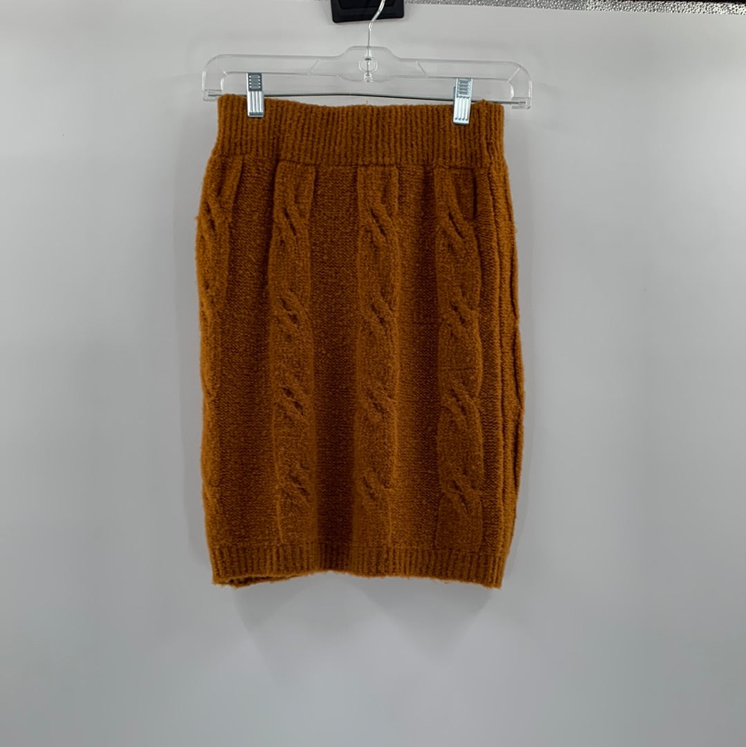 Urban Outfitters Brown Cable Knit Mini Skirt (Size XS)