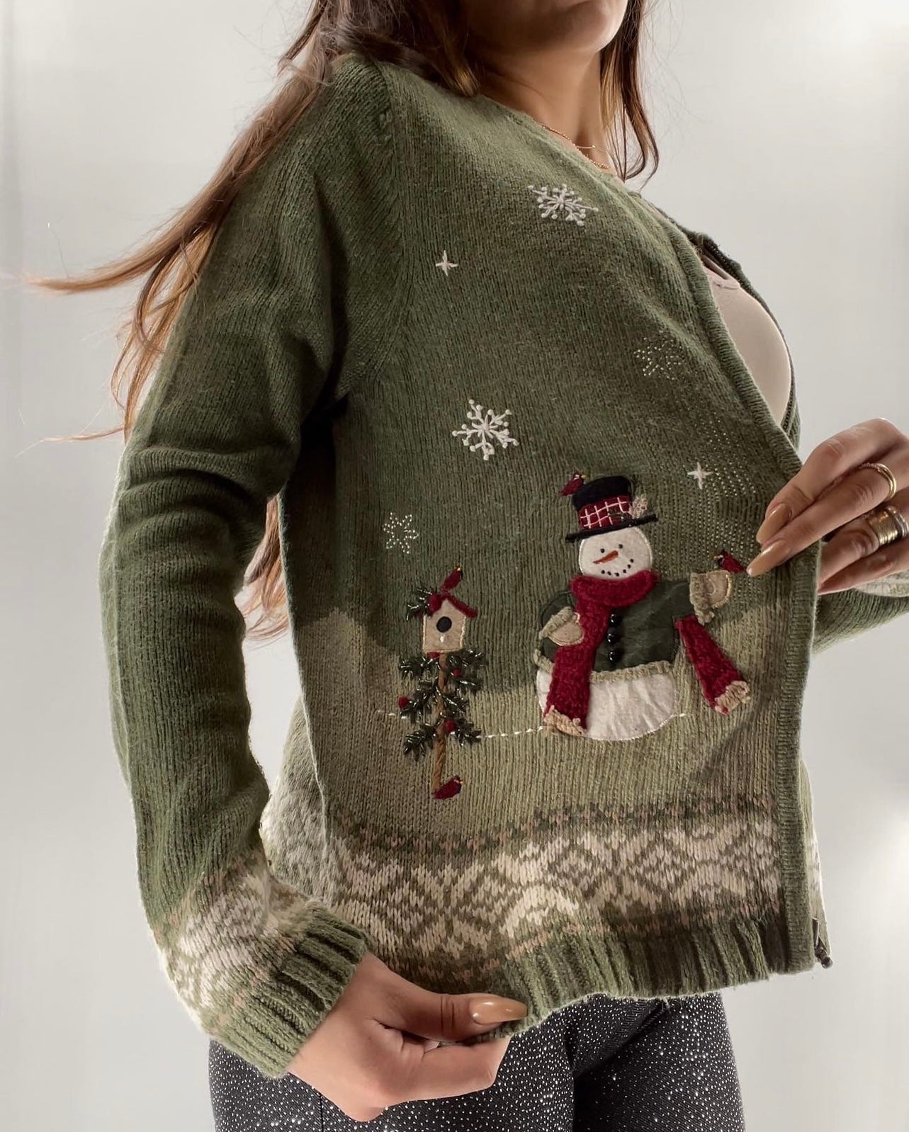 Urban Outfitters Sage Green Christmas/Holiday Sweater (S)
