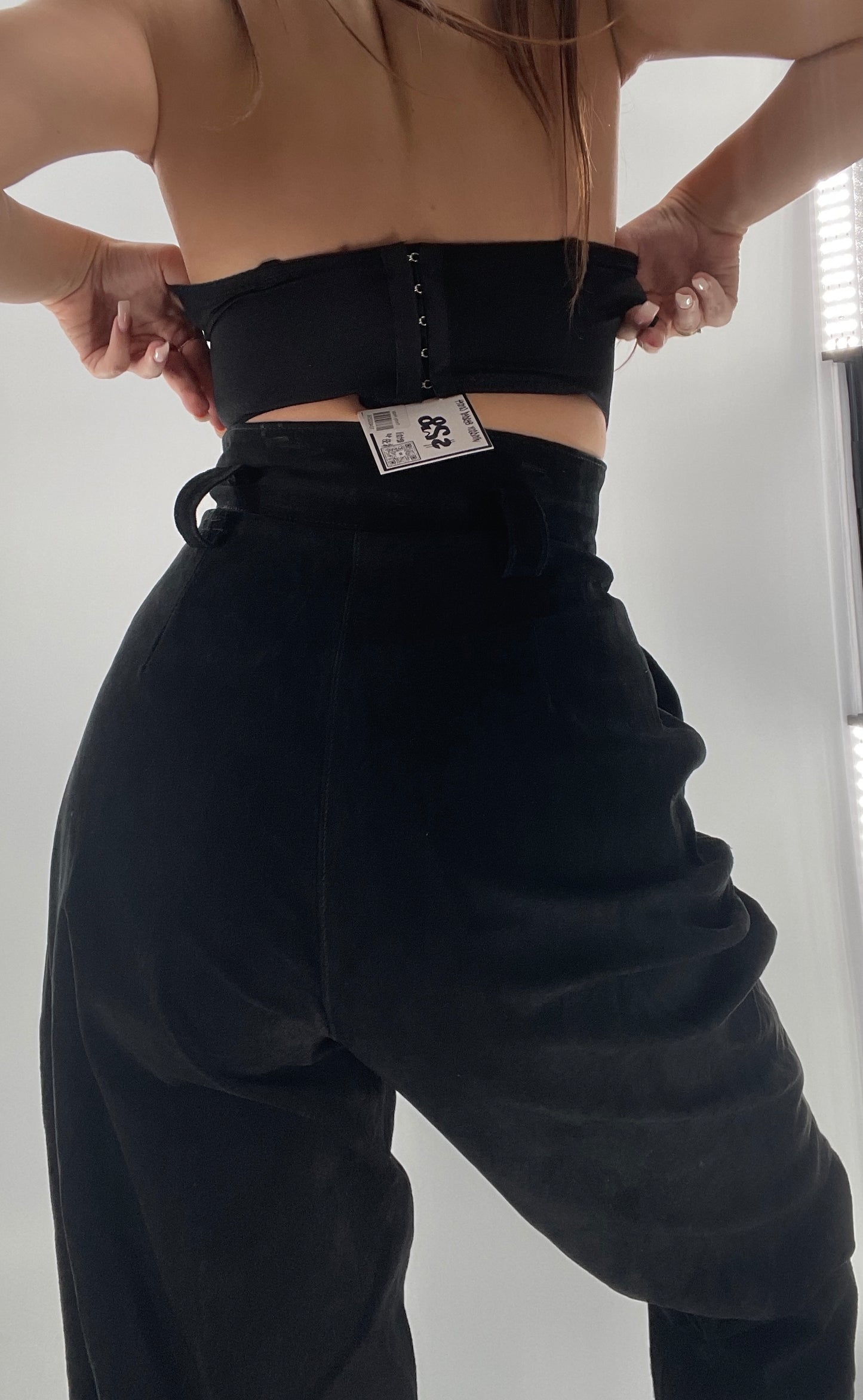 Windsor Black Lace Beaded Cropped Corset (XS)