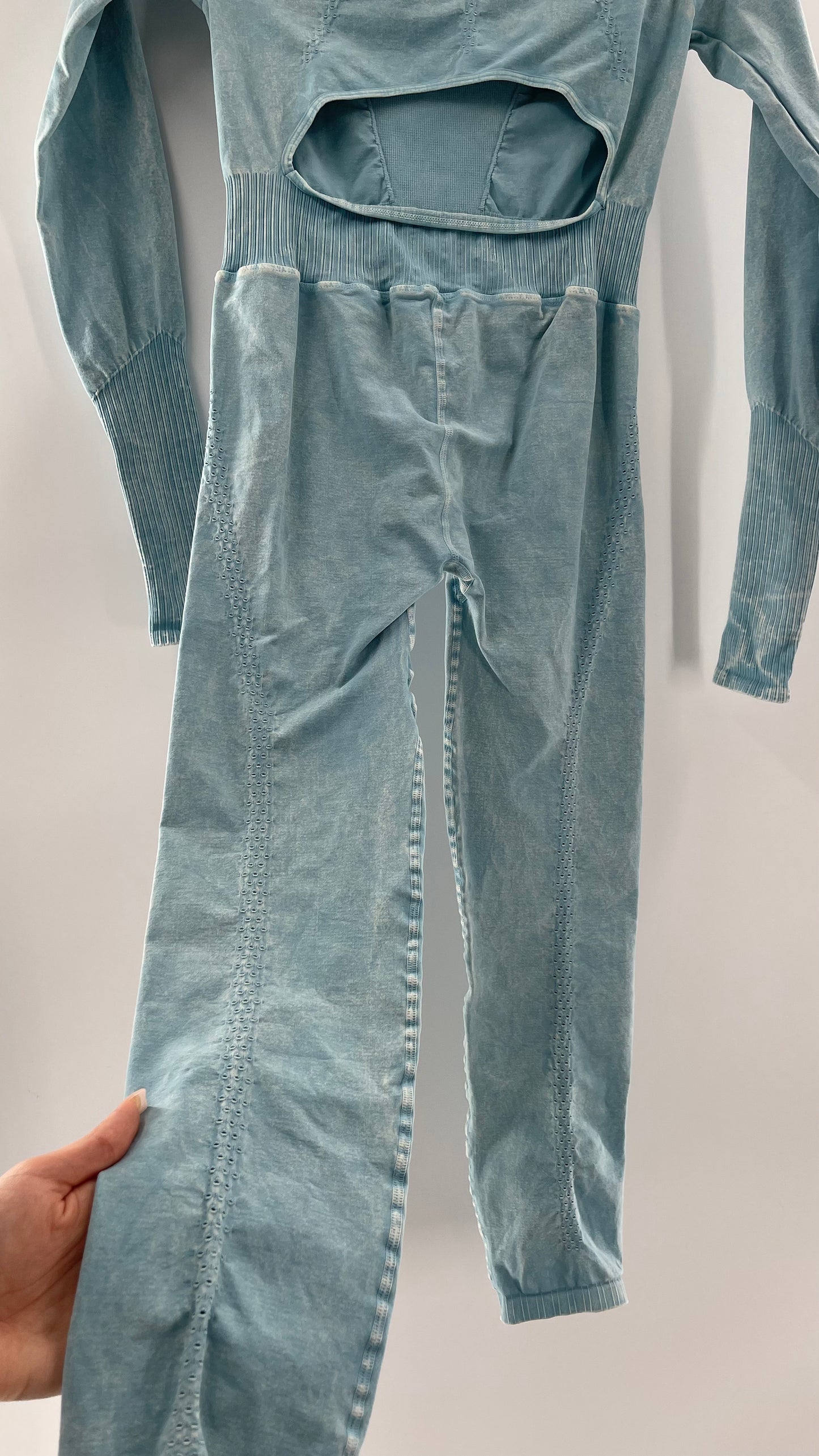Free People Movement Baby Blue Elastic Good Karma Jumpsuit (M/L)