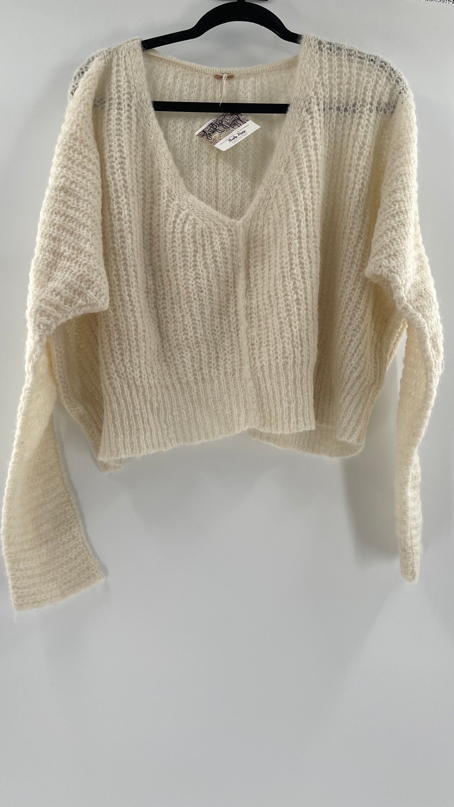 Free People White 89% Alpaca Sweater (XS)