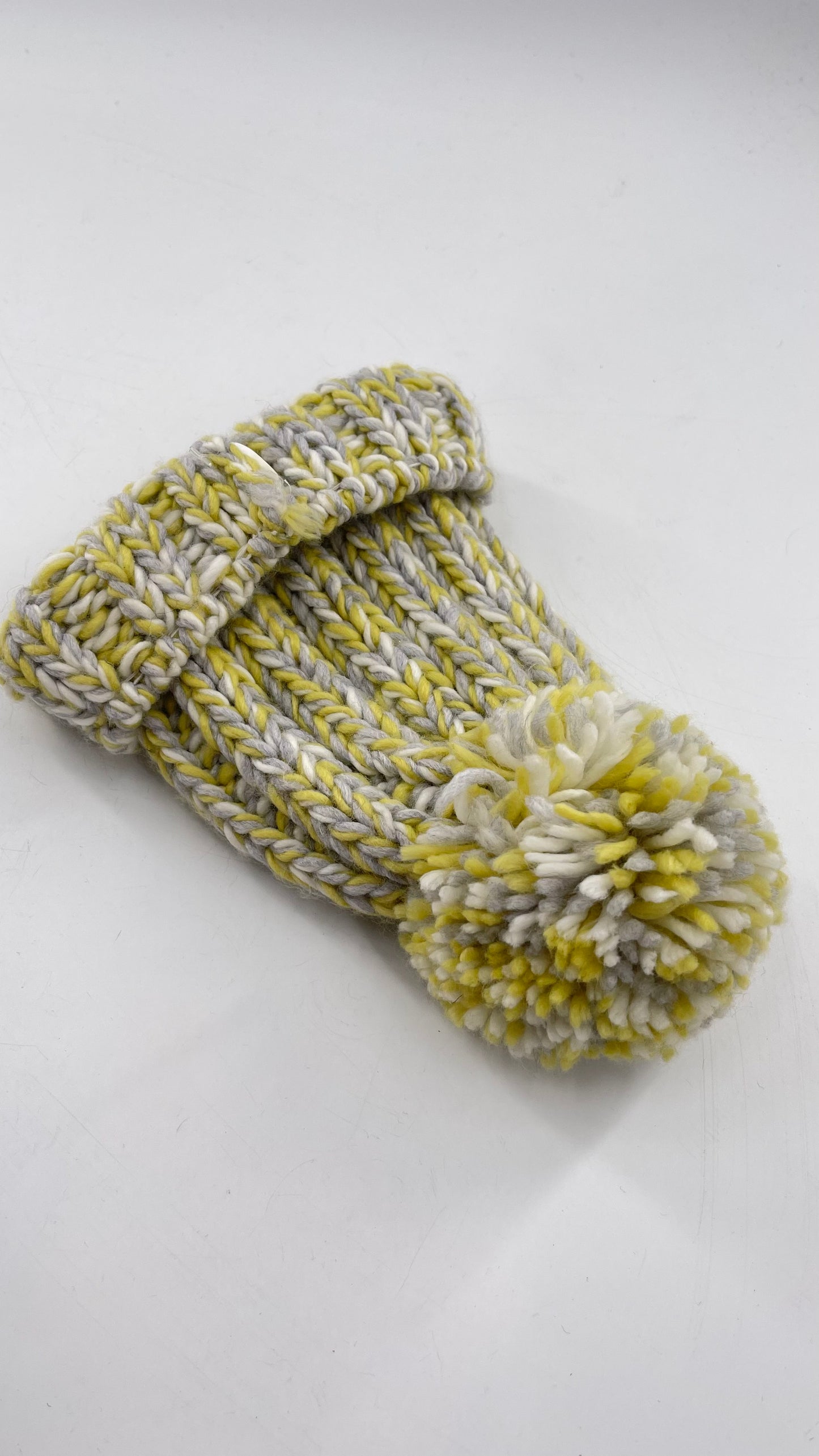 Free People Knit Yellow/Grey/White Beanie