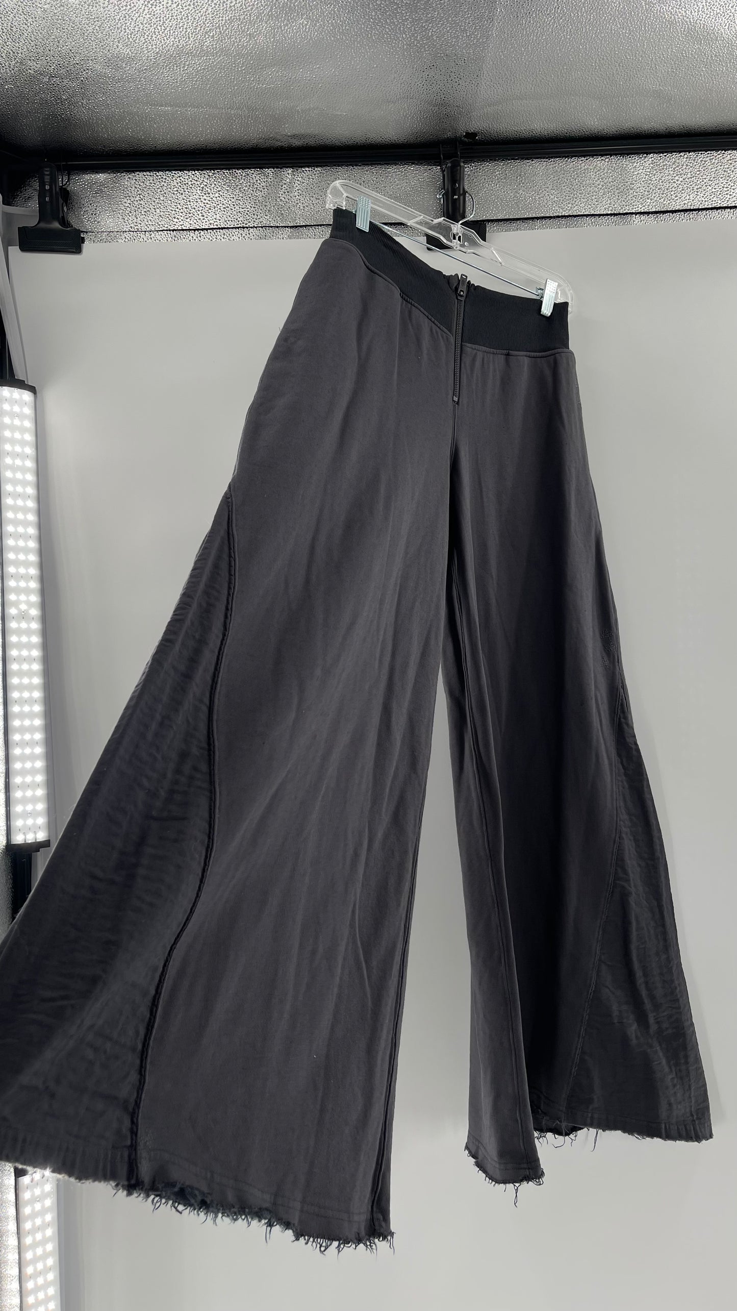 Free People Charcoal High Waisted Jersey Flare Legs (Small)