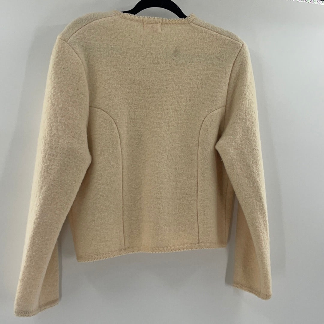 Ashley 100% Wool Cream Cardigan With Silver Buttons (Size 11/12)