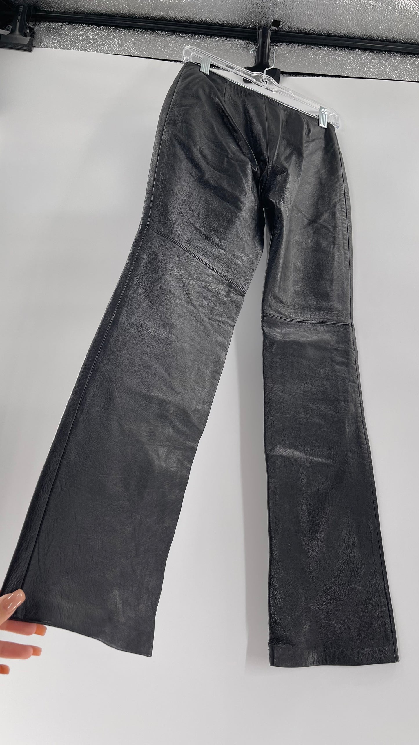 Vintage Márcia Italian Lamb Leather Kick Flare Trouser Pants (00)