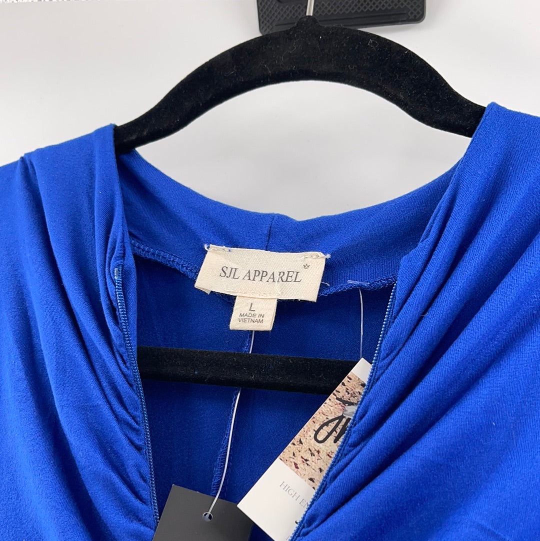 SJL Apparel - Blue Ruched Sleeveless Jumpsuit (Size Large)