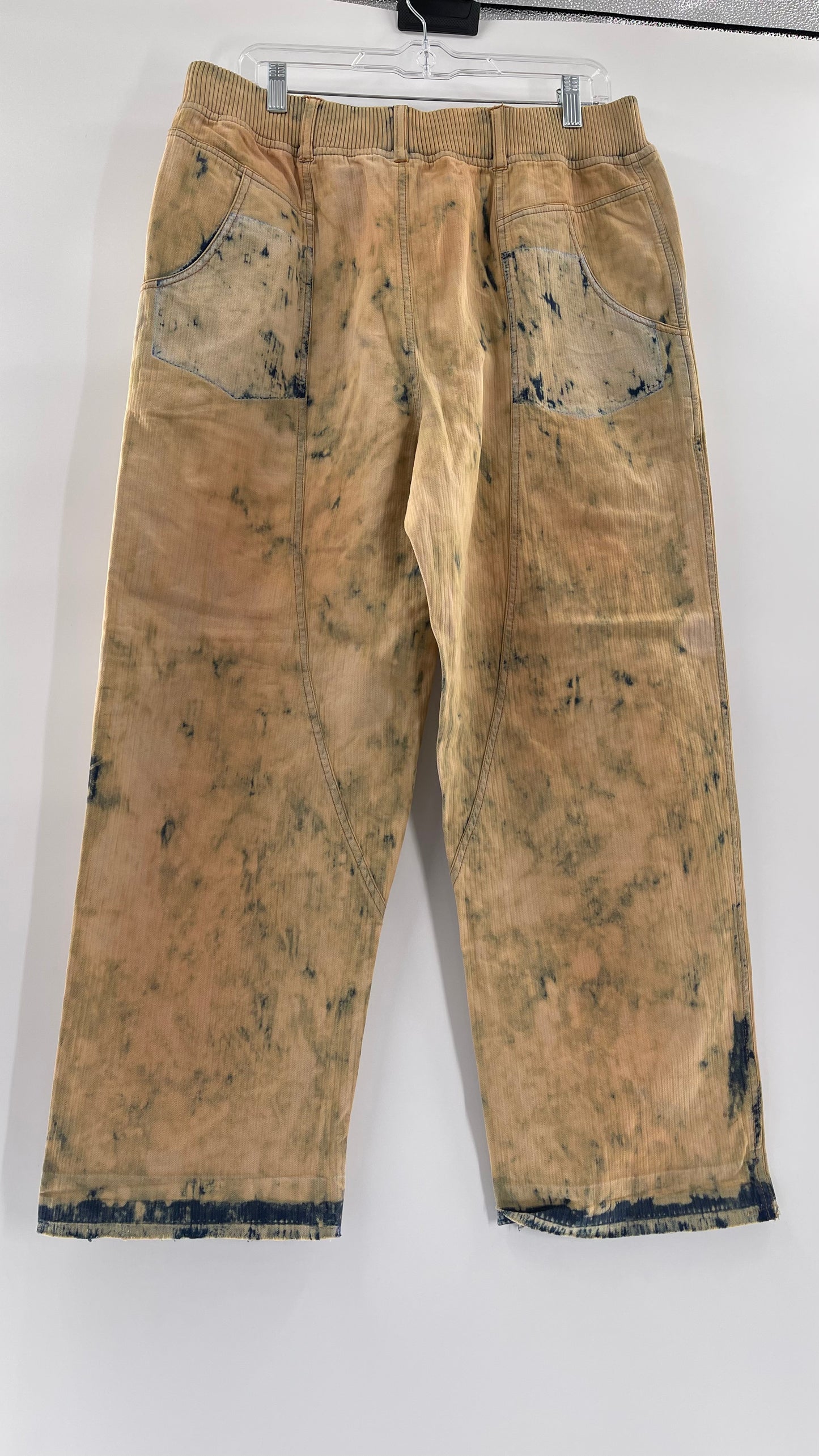 Free People Tan/Denim Distressed Straight Leg (Large)