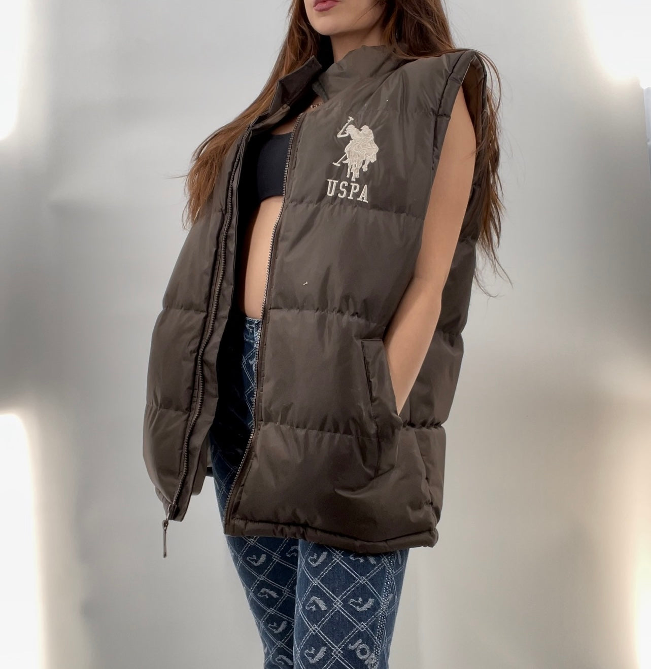 Brown USPA Puffer Vest (XL)