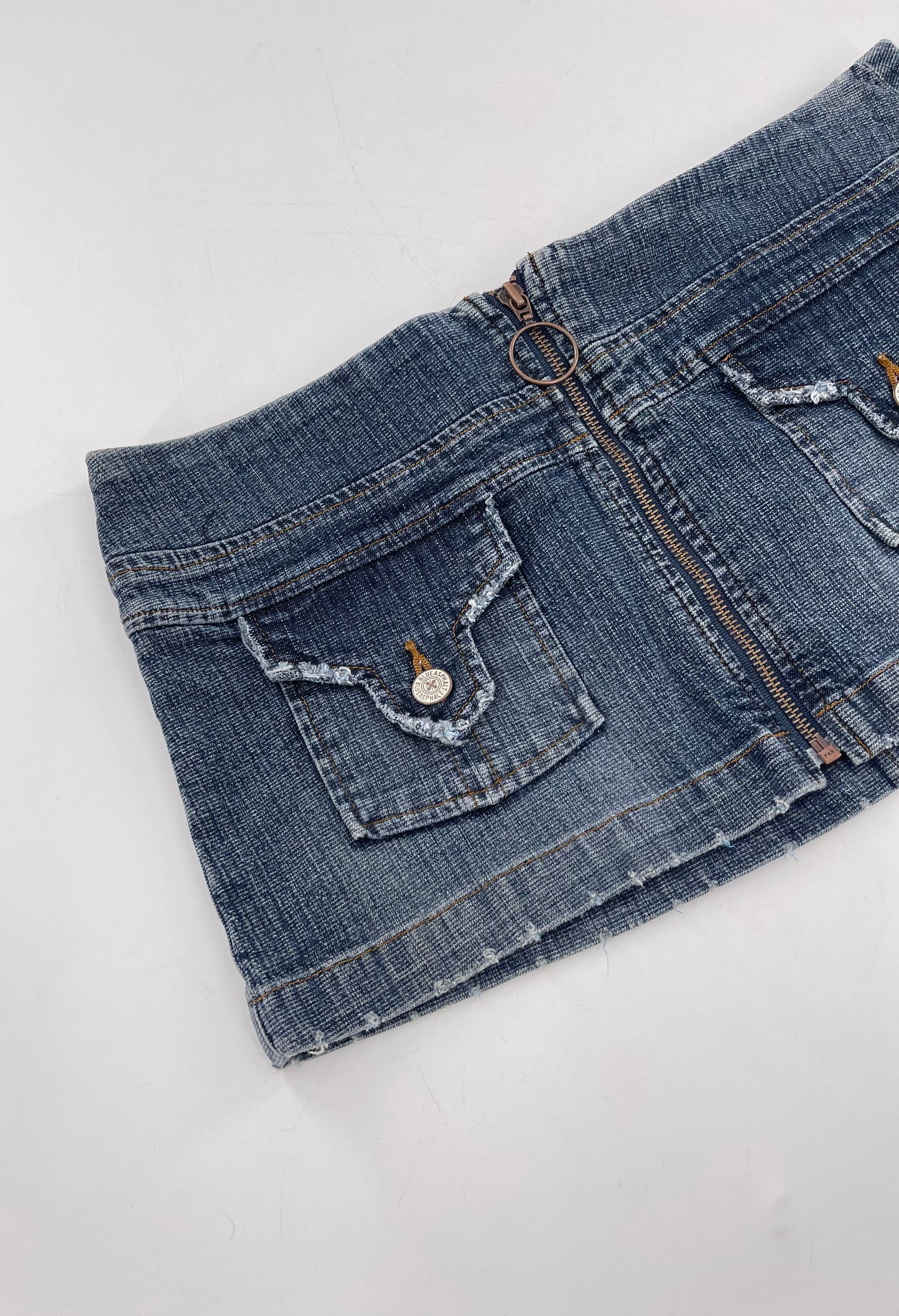 Vintage Blue Asphalt Denim Micro Mini Skirt (29/30)
